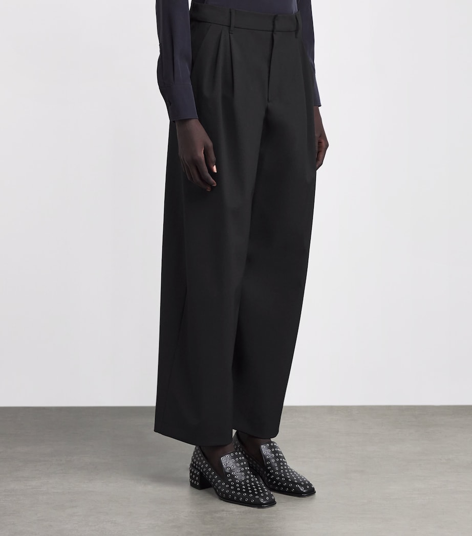 Twill Wide-Leg Trousers BLACK Image 3