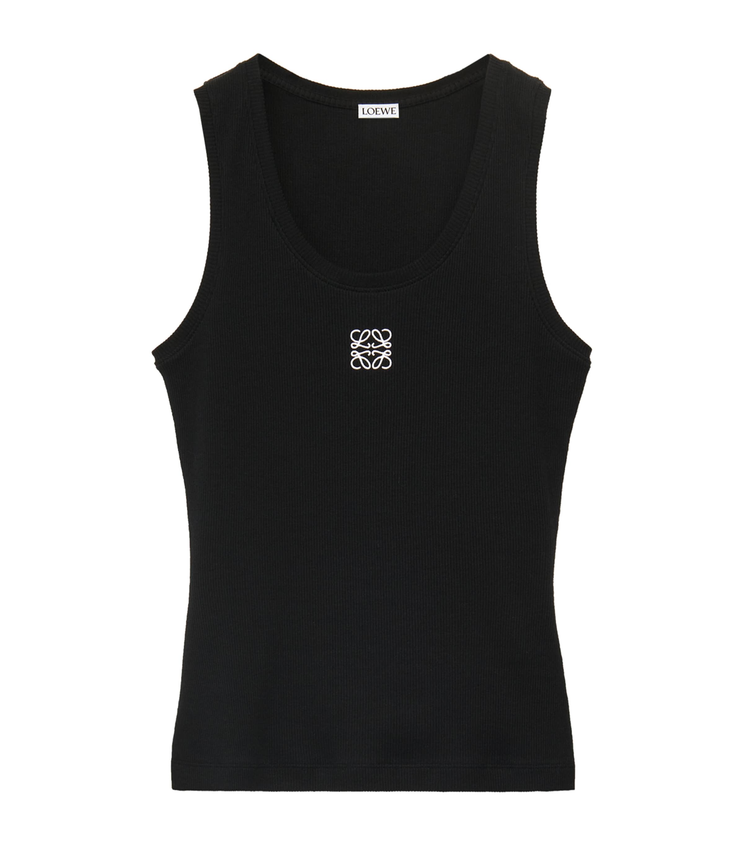 LOEWE Black Embroidered Anagram Tank Top | Harrods UK