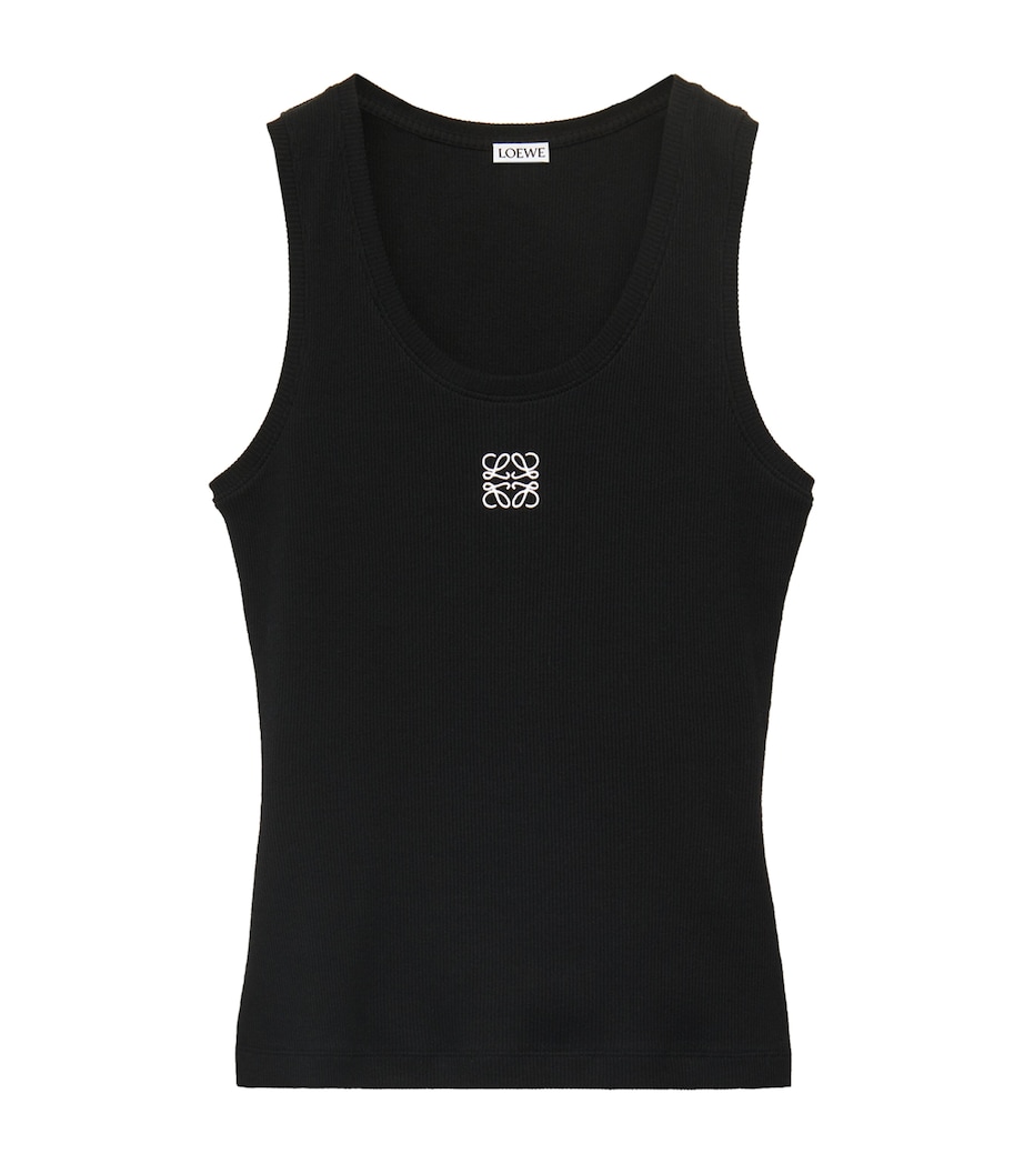Embroidered Anagram Tank Top BLACK Image 1