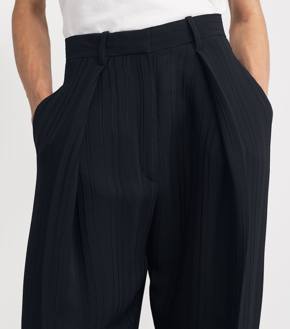 Eyelet Wide-Leg Tailored Trousers 550 NAVY Image 6