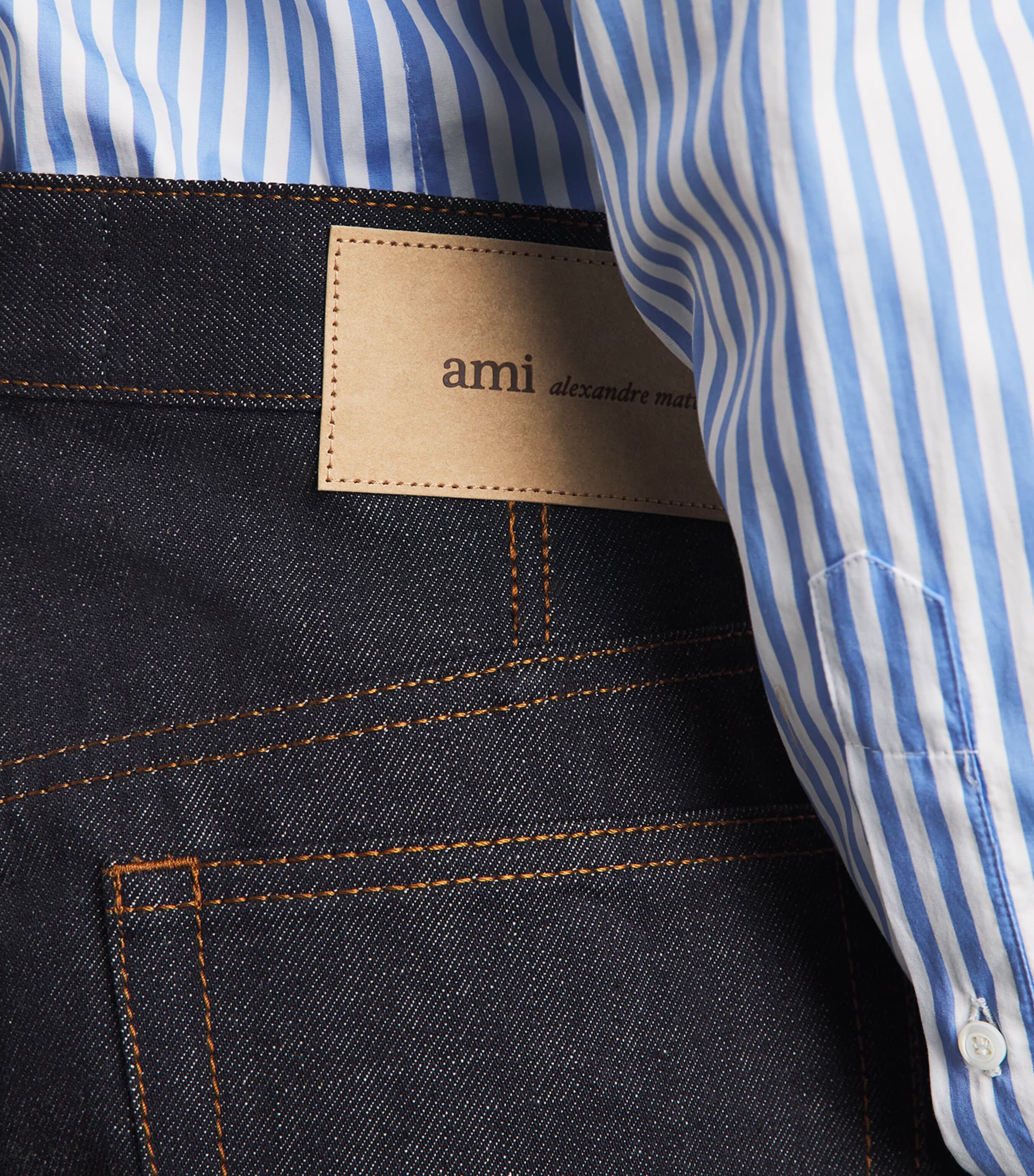 AMI Paris Mens Wide-Leg Jeans Indigo Image 3