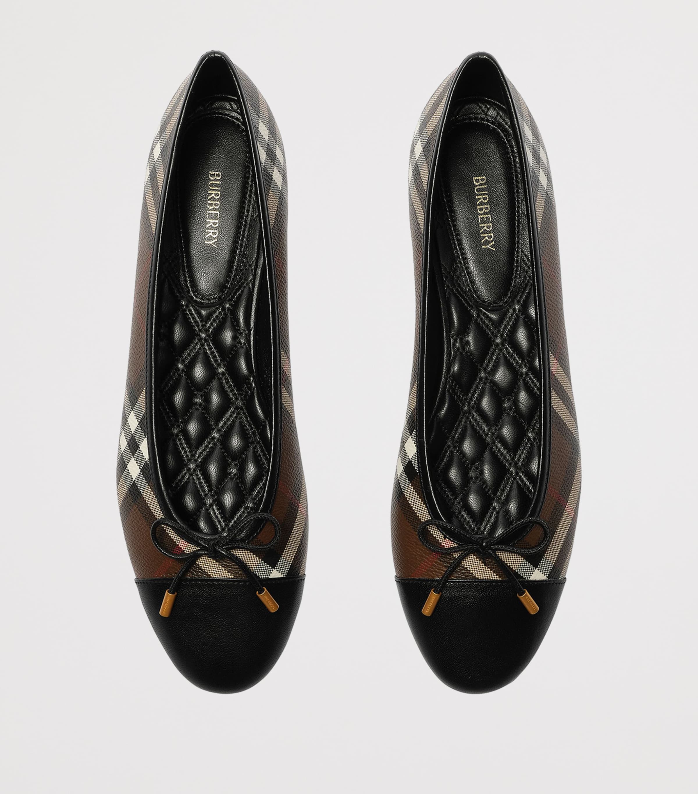 Burberry Check Canvas Highgate Ballet Flats Tobacco Brown Ip Chk Image 4