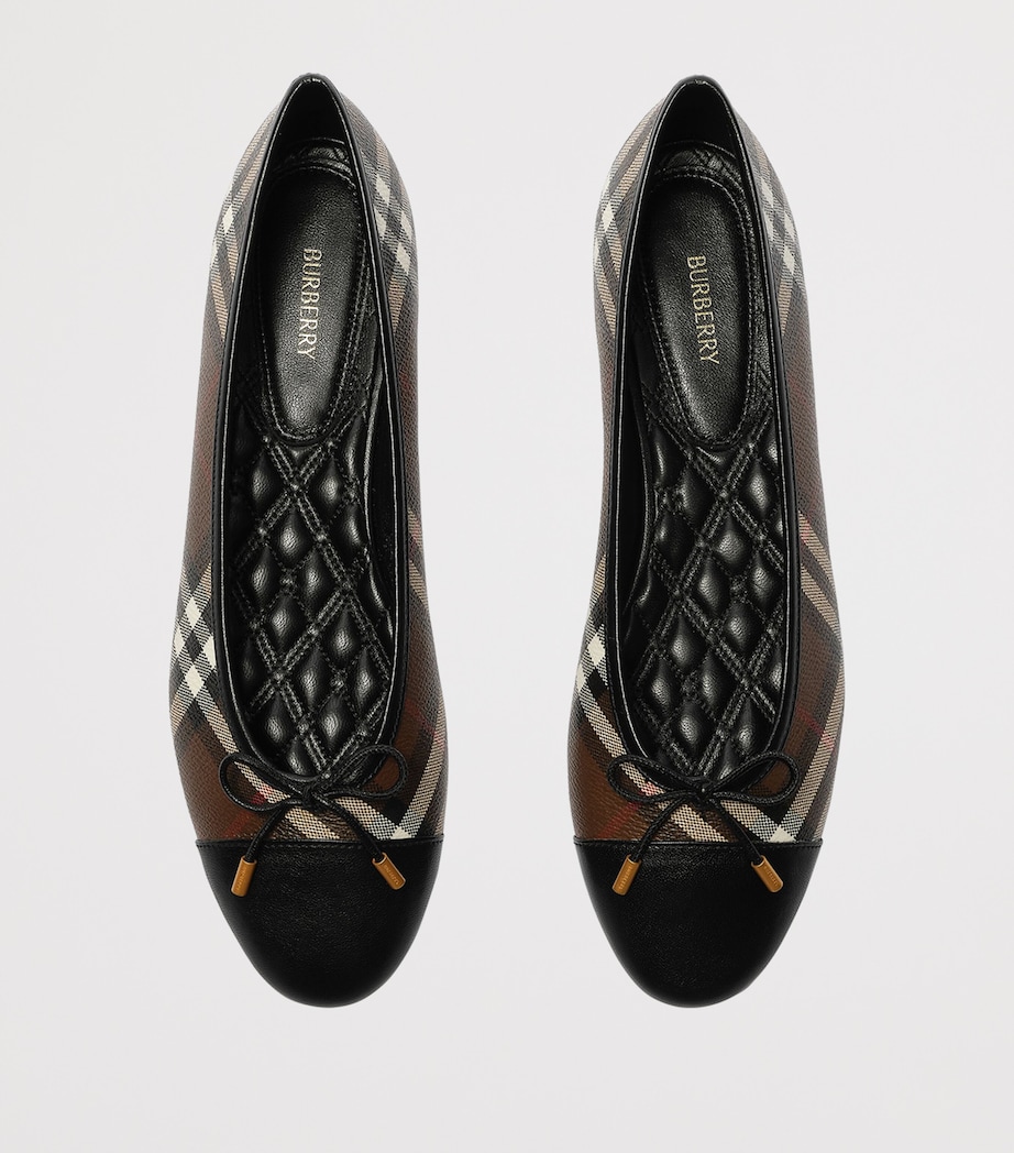 Burberry Check Canvas Highgate Ballet Flats Tobacco Brown Ip Chk Image 4