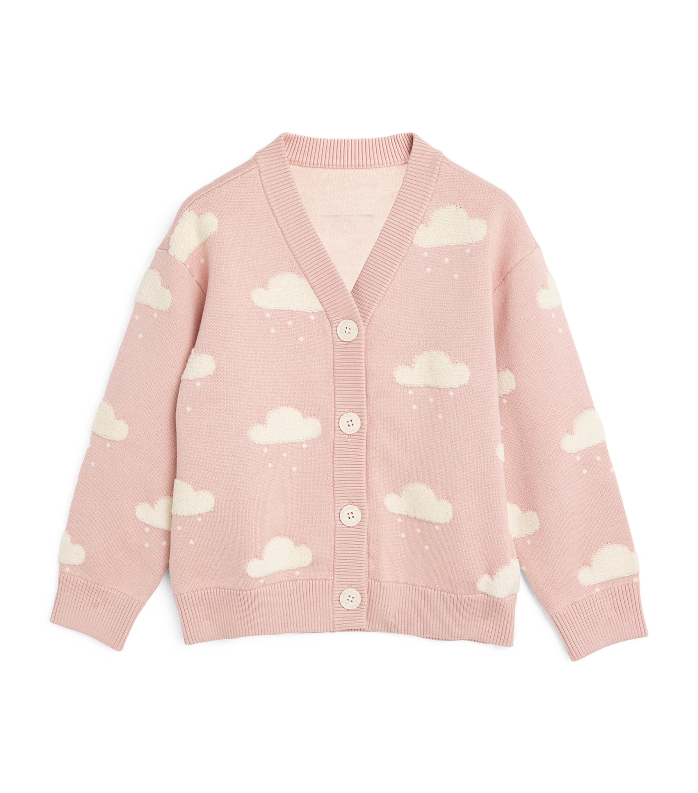 Shop Petite Revery Cotton-blend Cloud-appliqué Cardigan In Pink