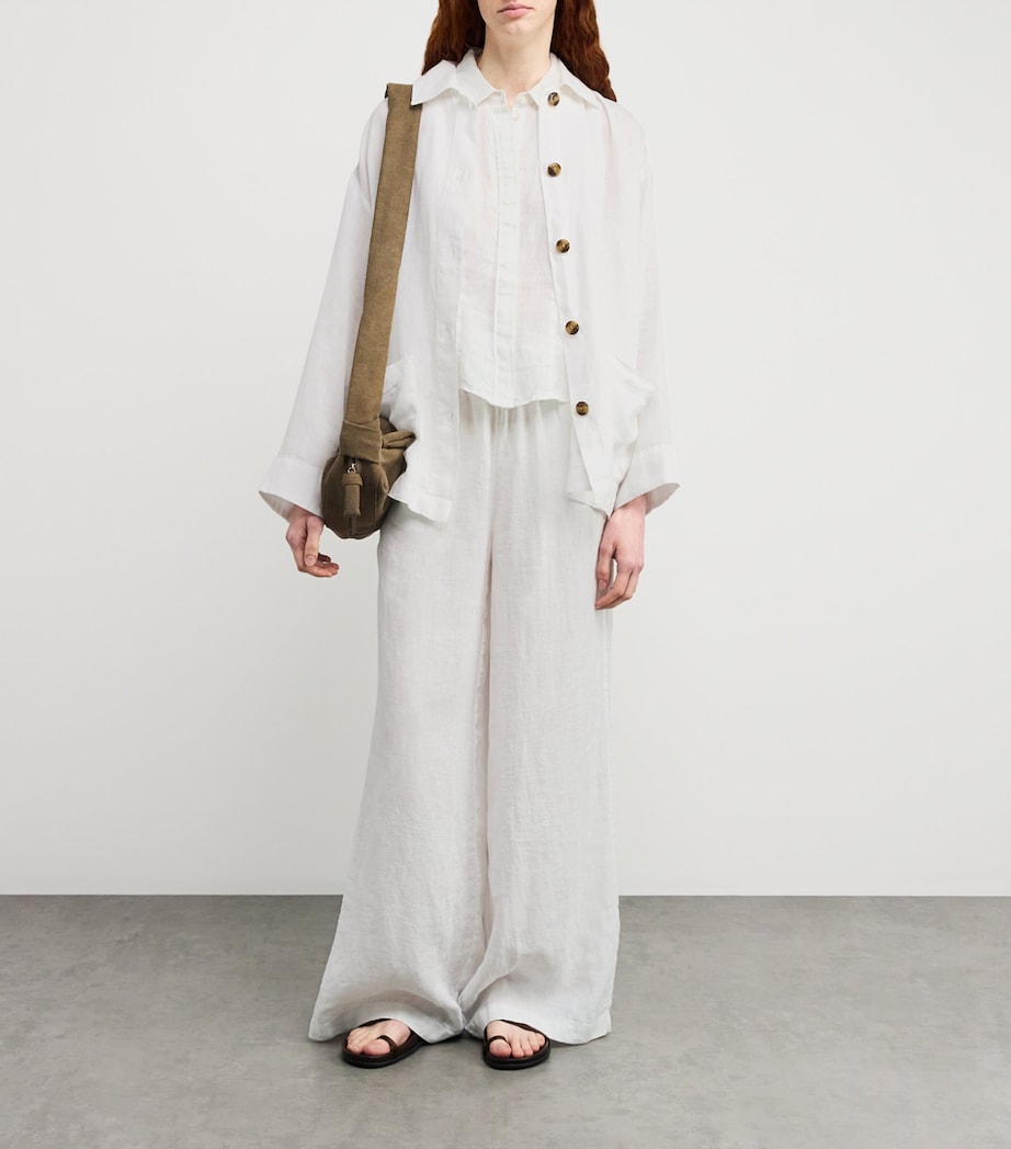 Linen Wide-Leg Trousers OPTICAL WHITE Image 2