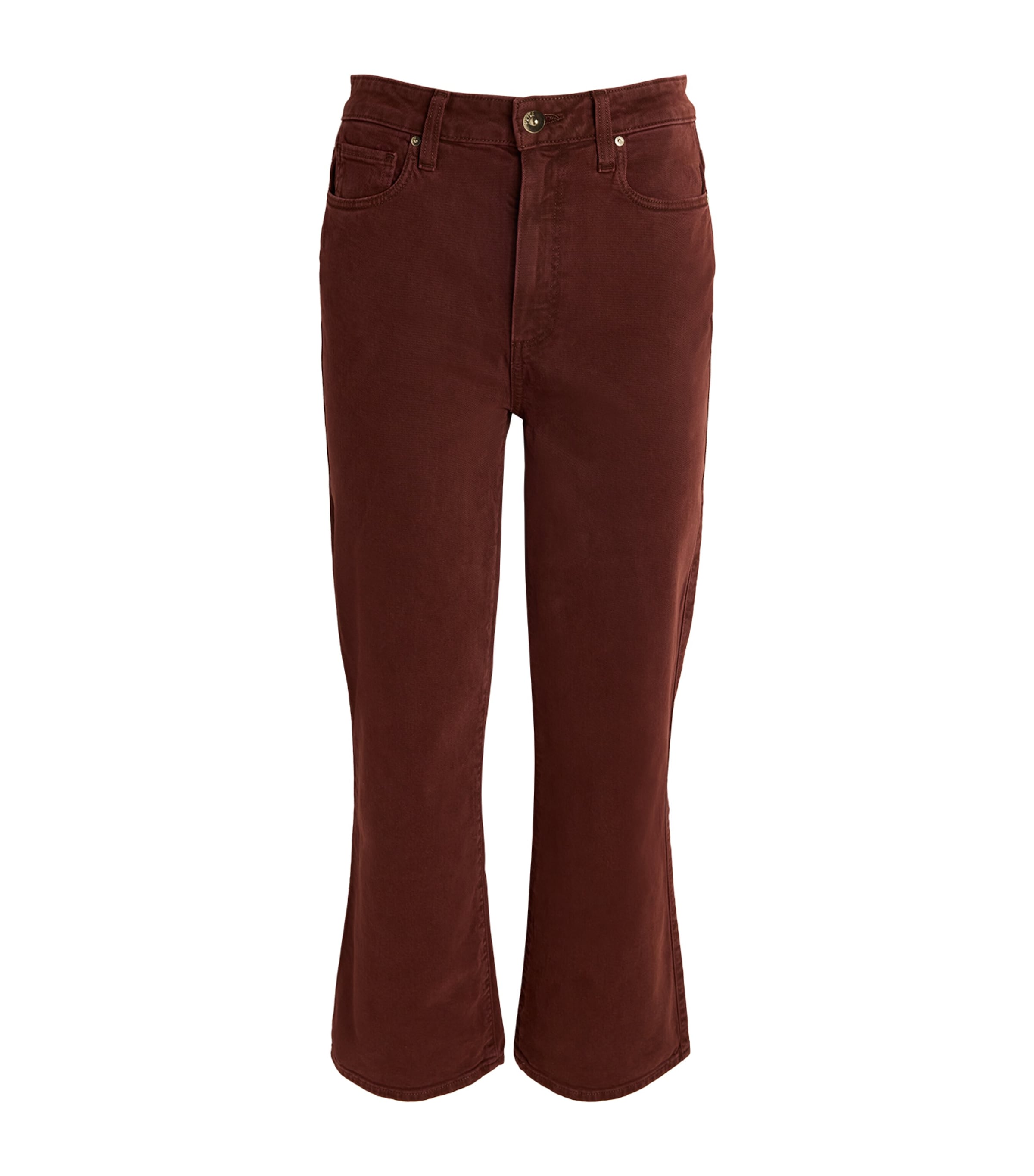 Shop Paige Cropped Courtney Flared Jeans In Brown