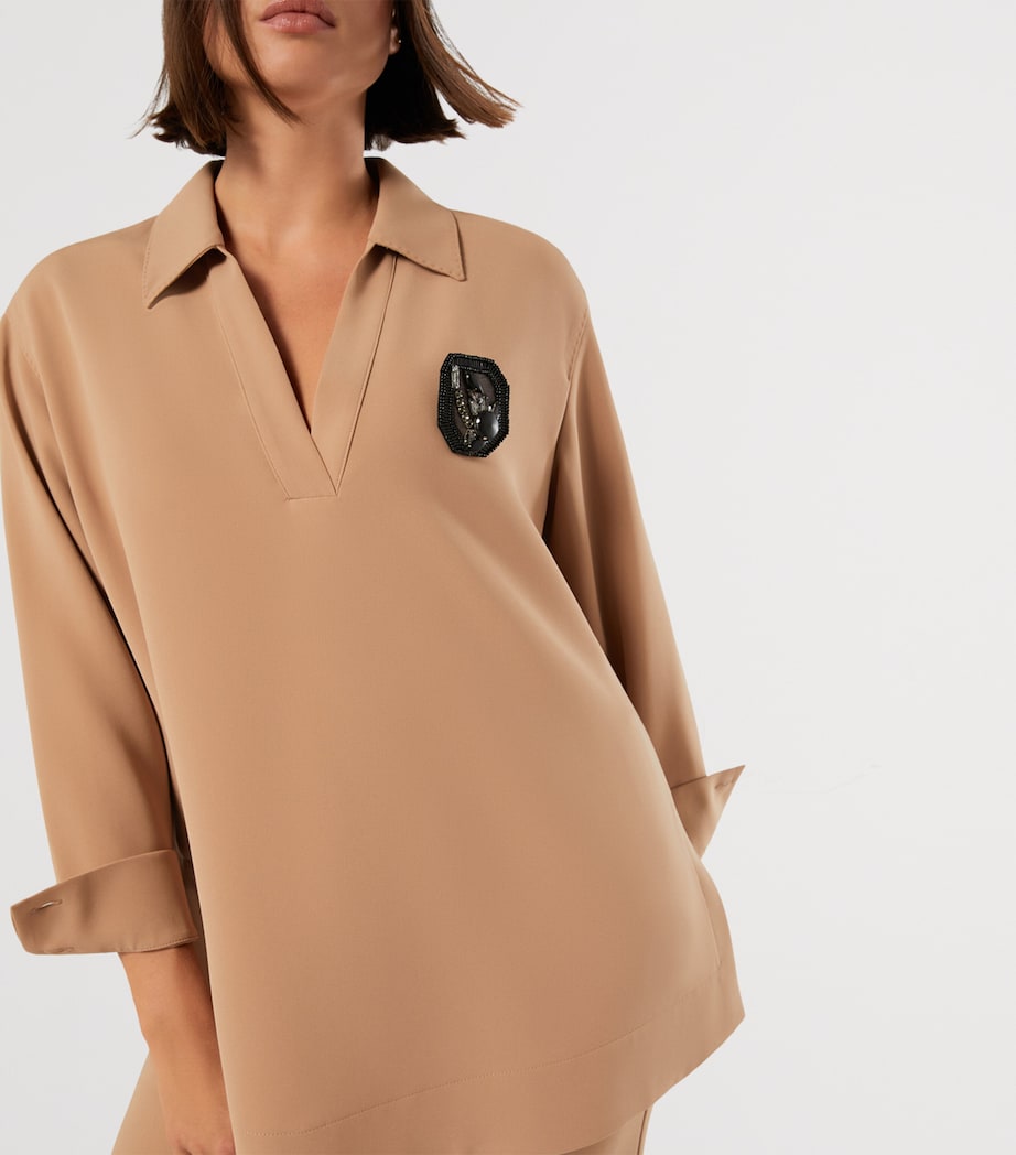 V-Neck Zama Blouse CAMEL Image 4