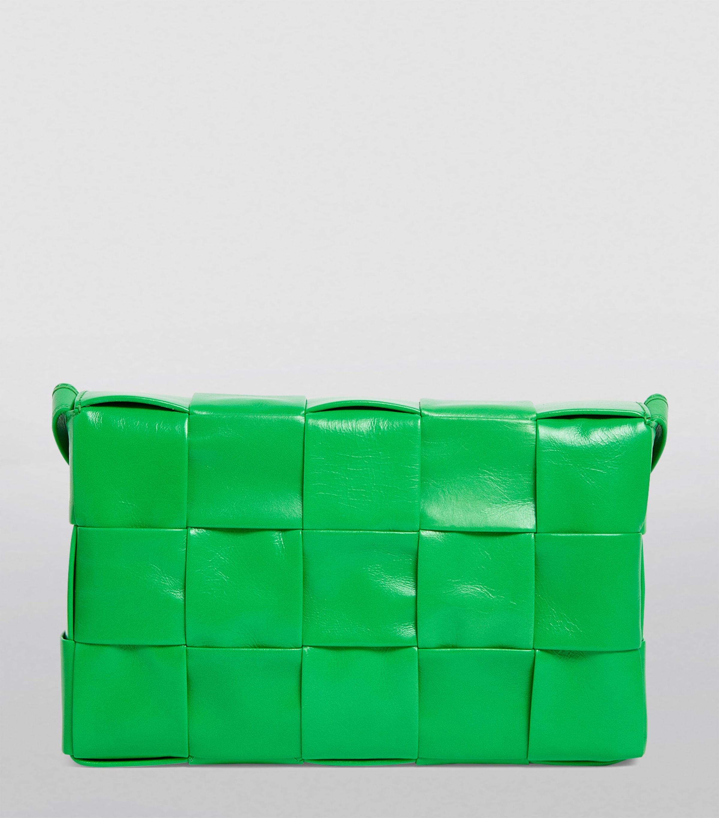Bottega Veneta Green Leather Intreccio Cassette Cross-Body Bag