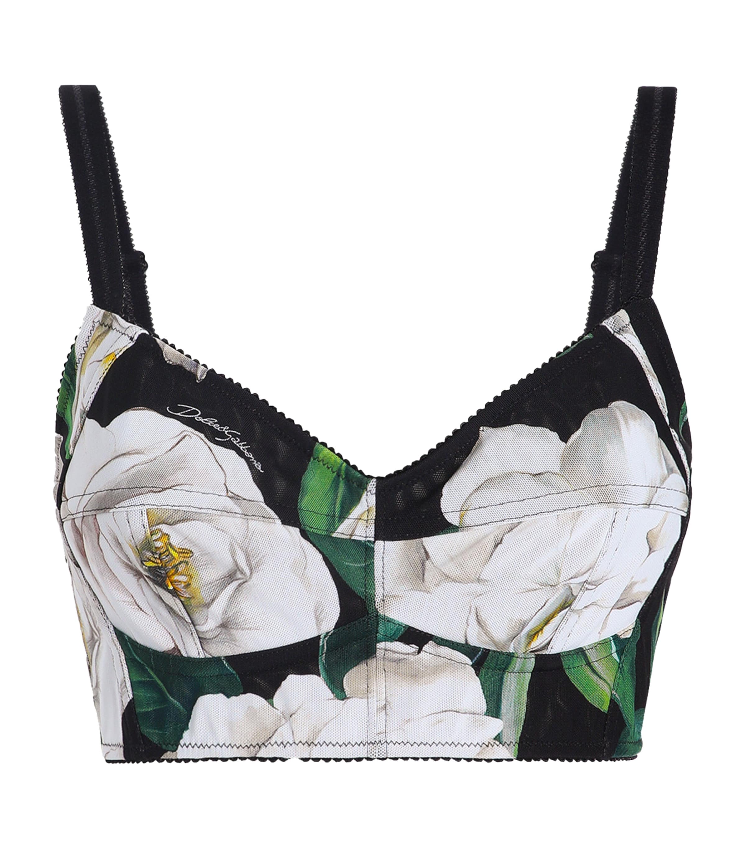 Dolce & Gabbana Gardenia Printed Marquisette Crop Top
