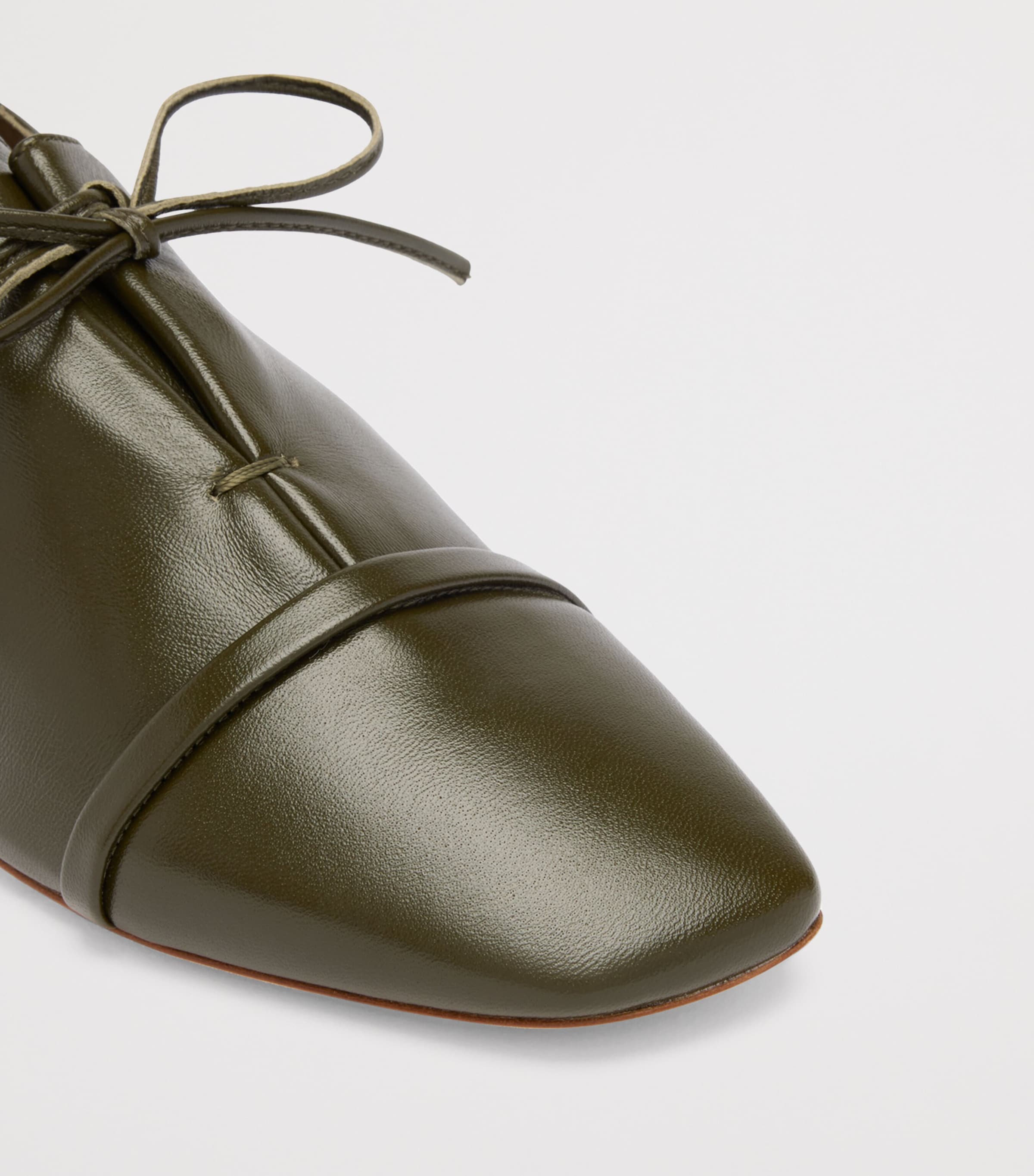 Malone Souliers Nappa Leather Lace-Up Jean Flats Olive Image 5
