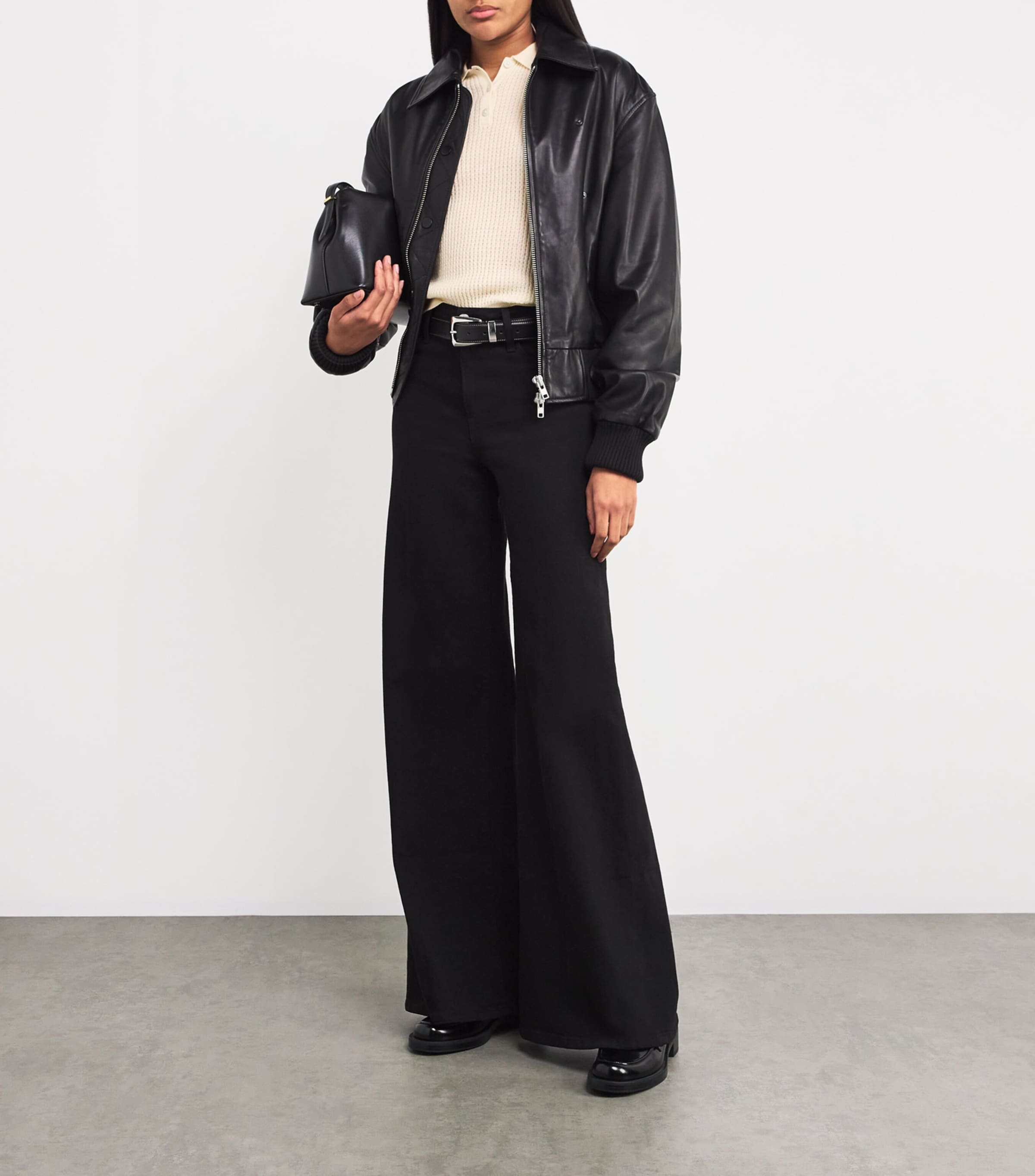 Cashmere Shrunken Polo Shirt CREAM Image 2