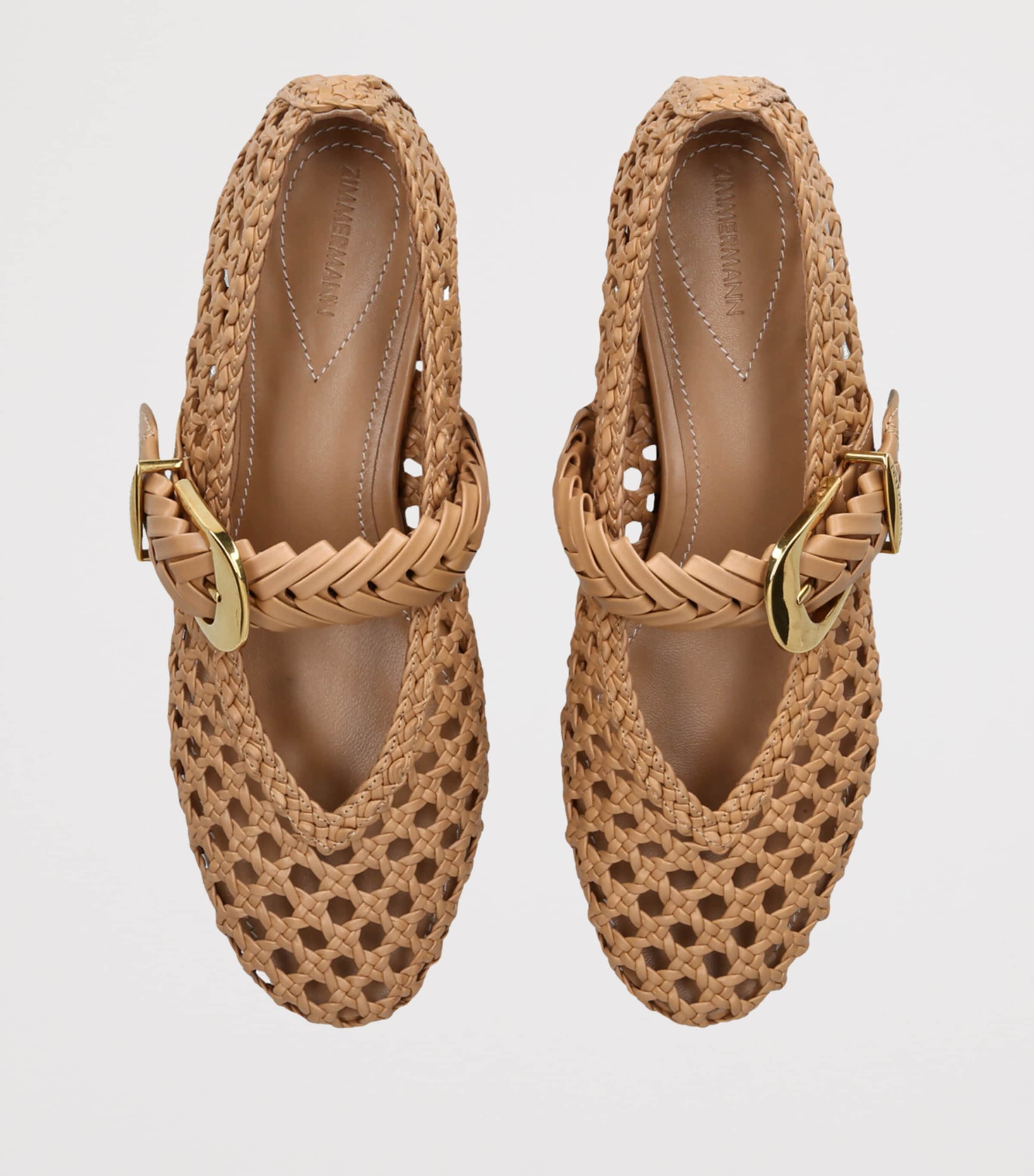 Calf Leather Helix Ballet Flats TAUPE Image 4