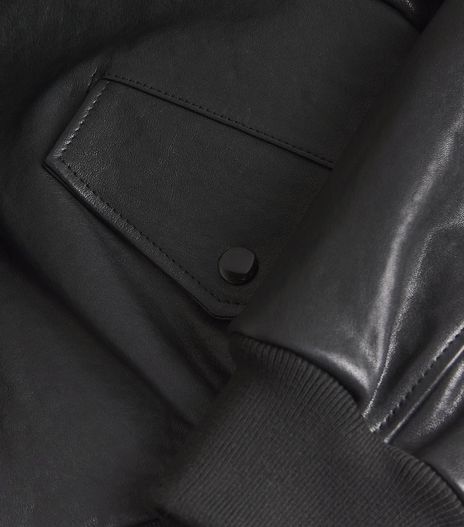 The Leather Harrington Bomber Jacket BLACK Image 5