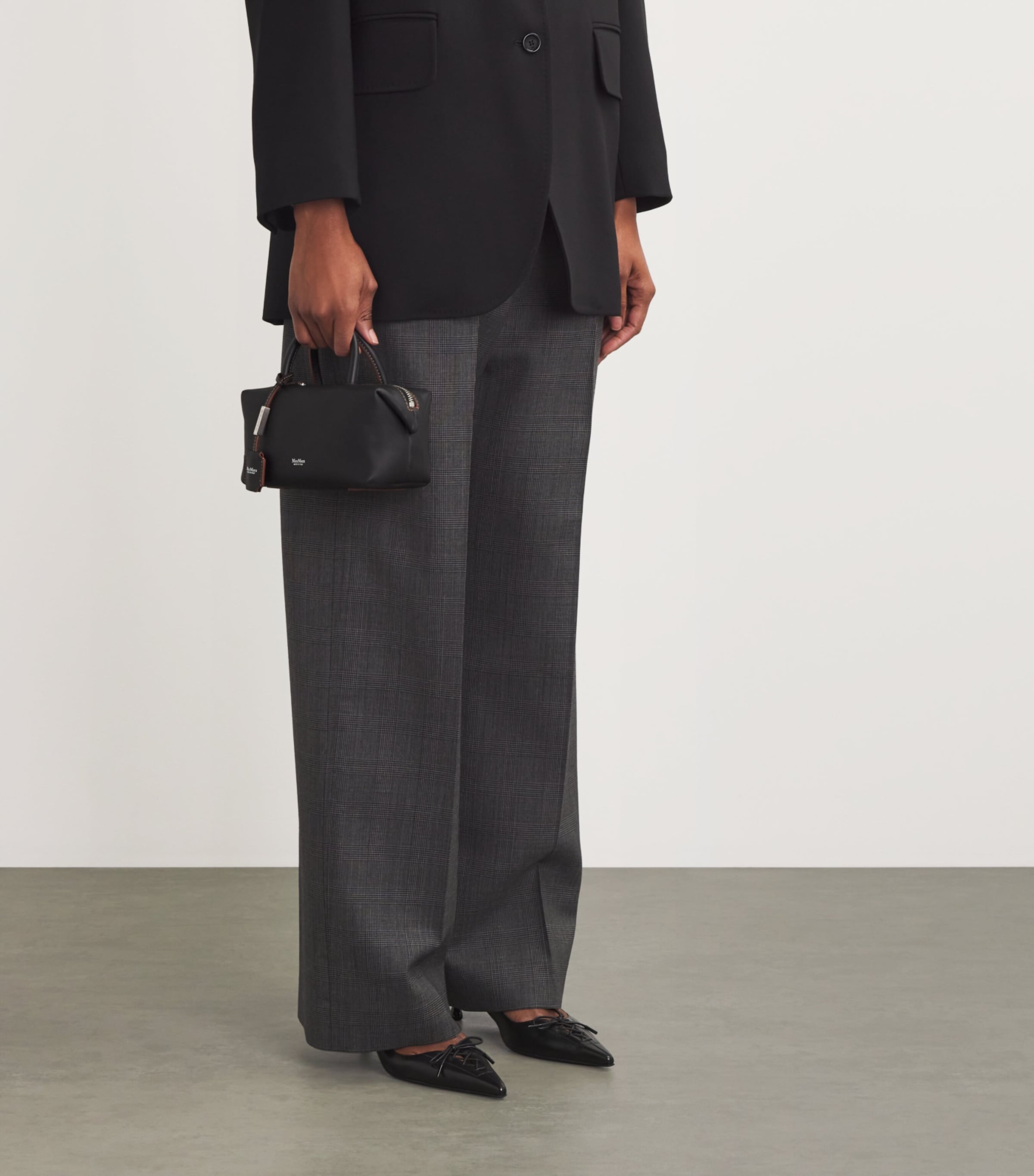 Small Leather Satchel Bag BLACK Image 5