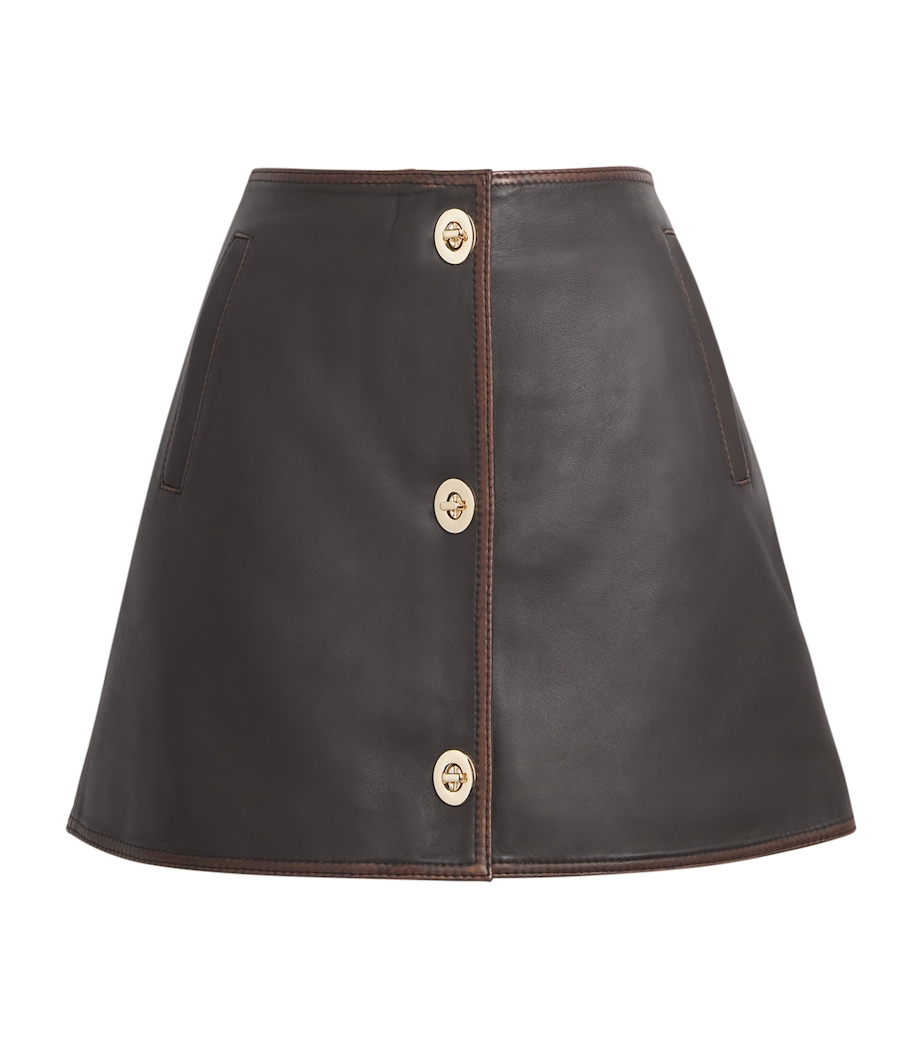 Leather Turn-Lock Mini Skirt BROWN Image 1