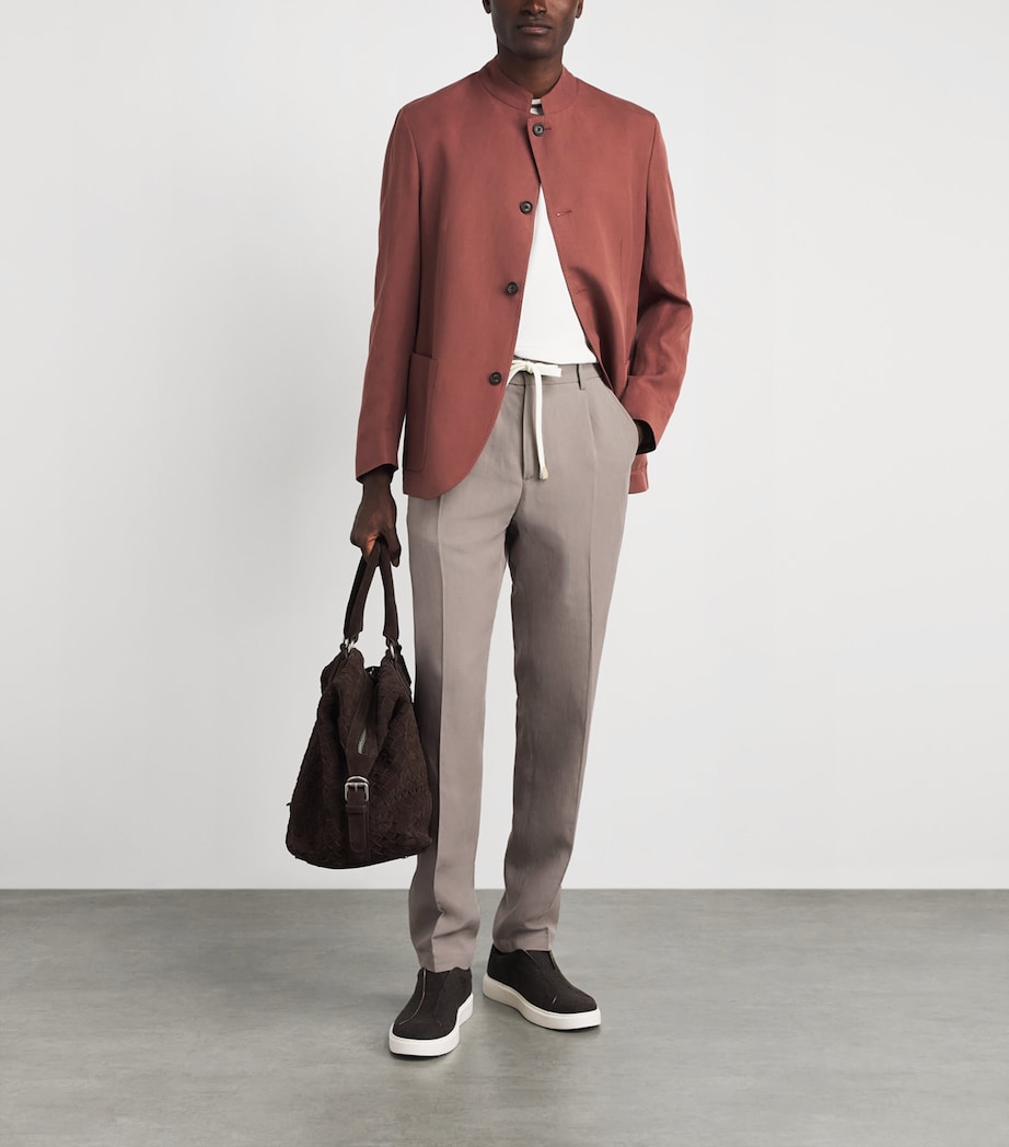 Eleventy Mens Drawstring Pleated Straight Trousers Cardamomo Chiaro Image 2