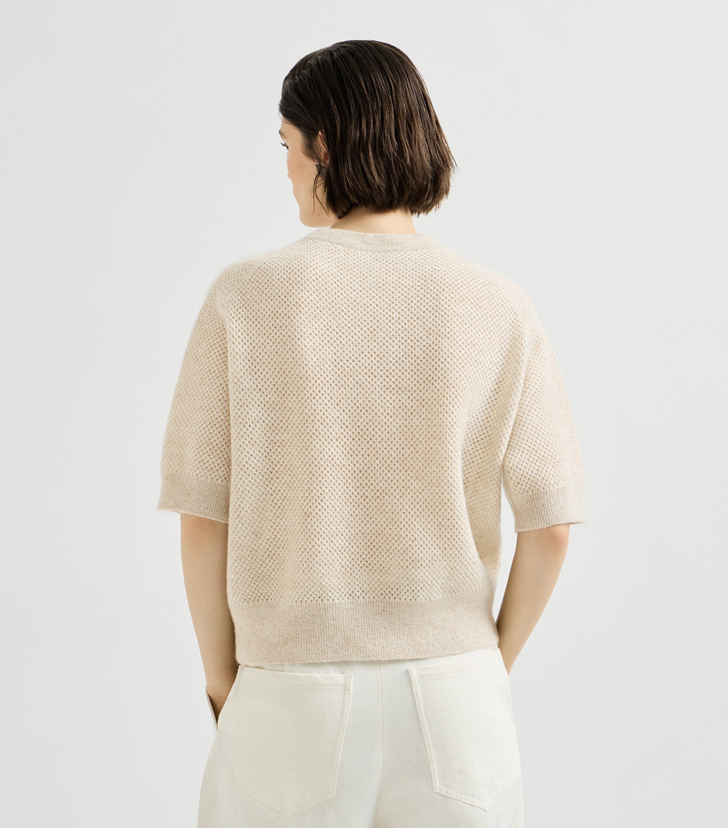 Brunello Cucinelli Womens Sparkling Short-Sleeve Sweater Shell Image 5