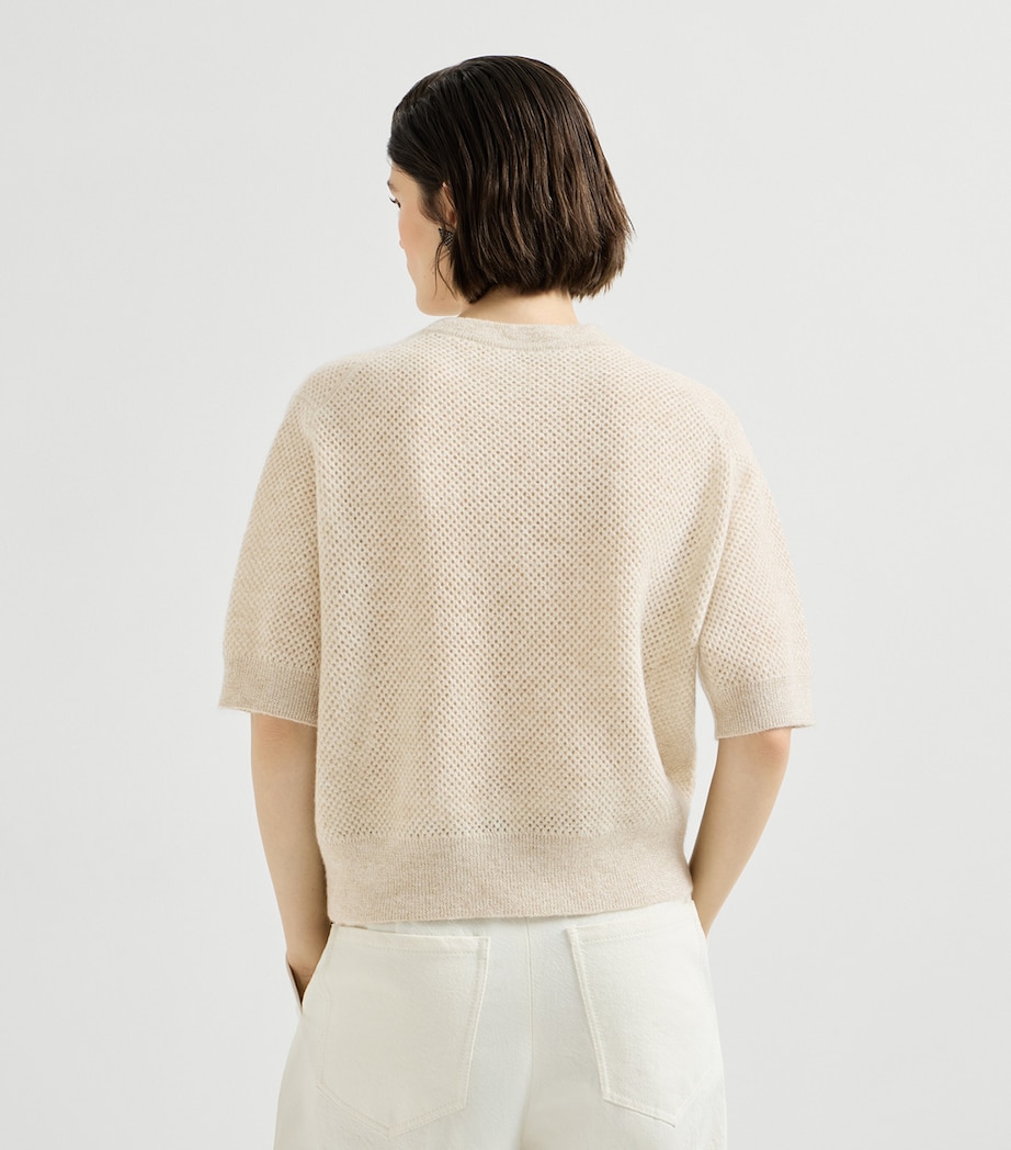 Brunello Cucinelli Womens Sparkling Short-Sleeve Sweater Shell Image 5
