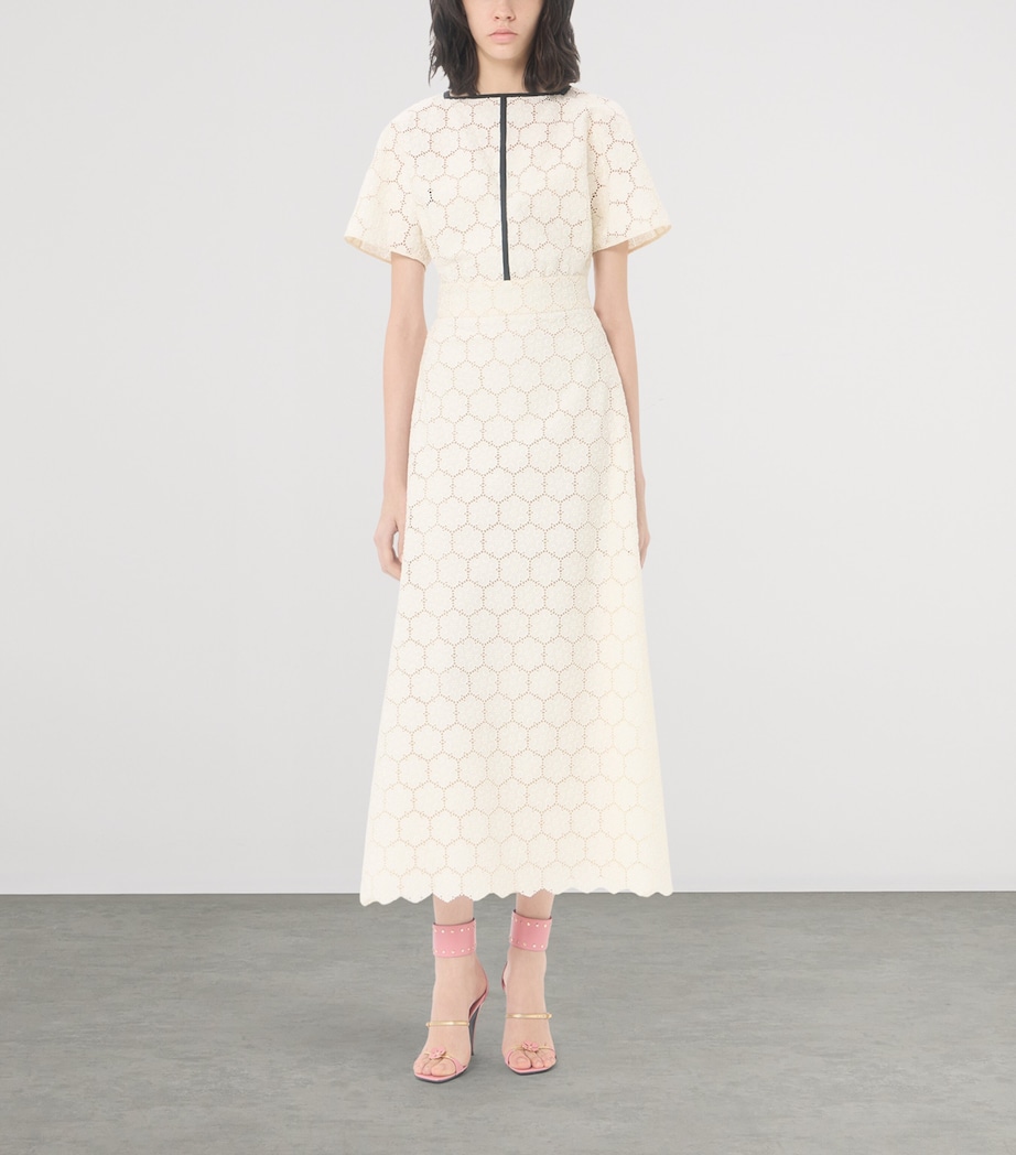 Valentino Womens Cotton Fleurs à Jours Midi Dress Cbj Image 2