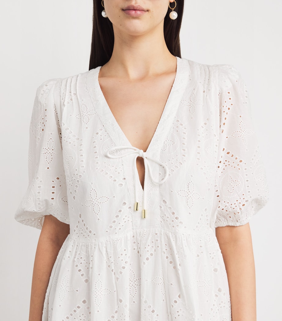 Cotton Broderie Anglaise Mini Dress WHT-WHT Image 4