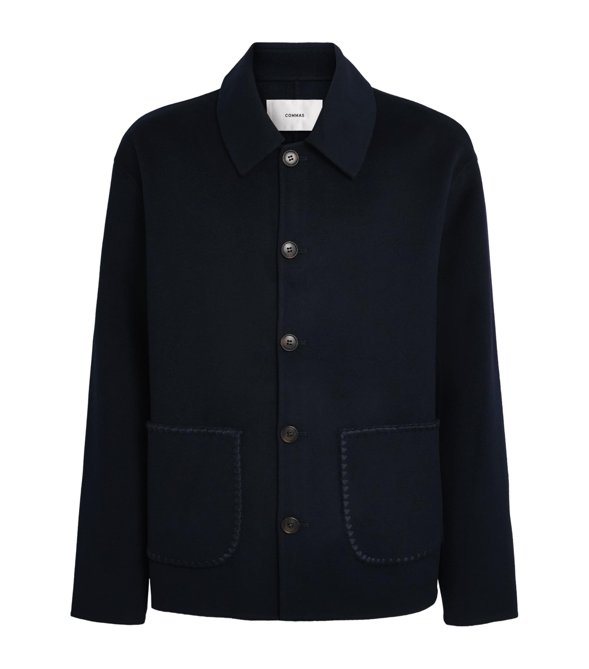 COMMAS Mens Wool-Cashmere Embroidered Jacket Midnight Navy Image 1