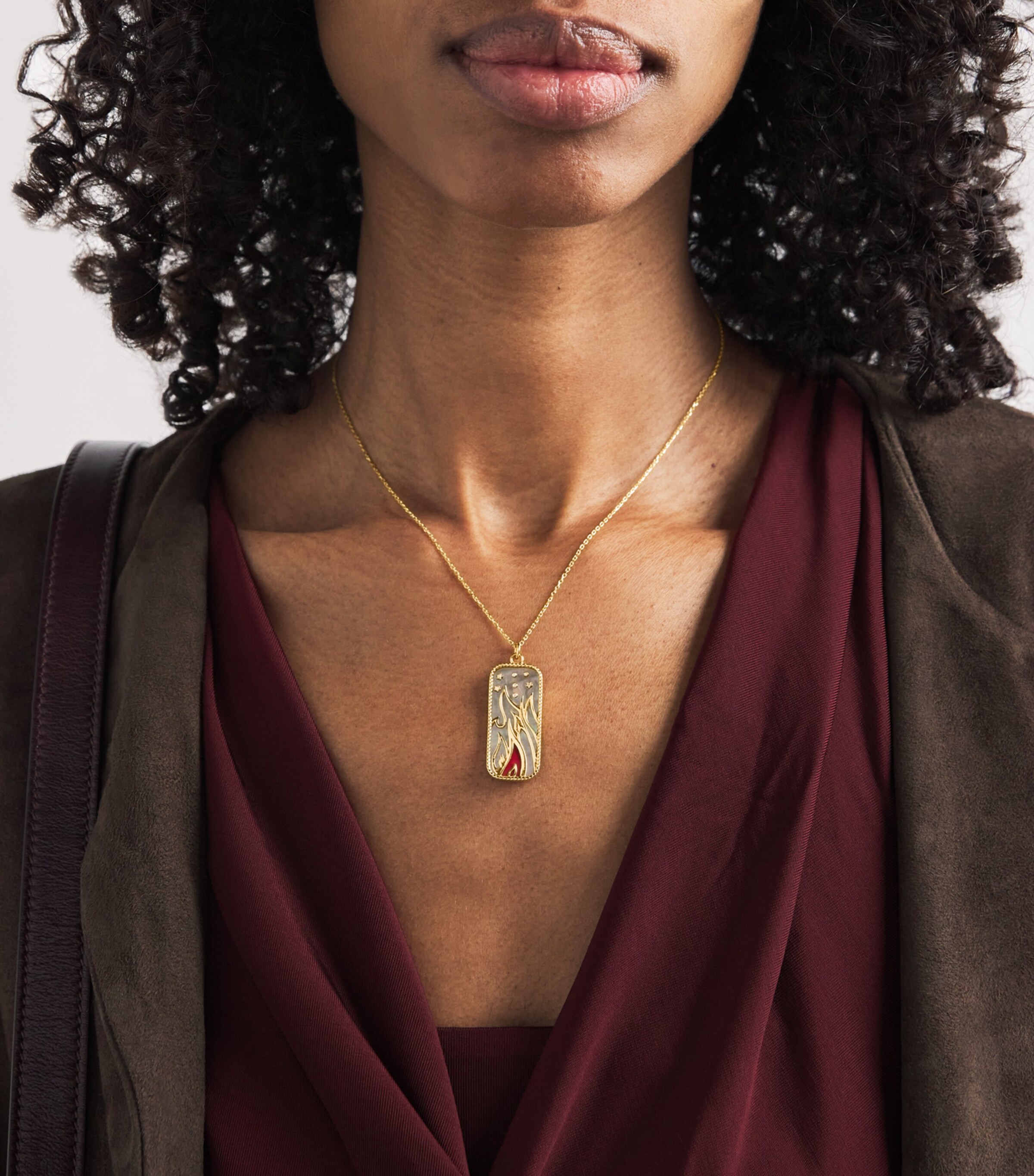 L'ATELIER NAWBAR Yellow Gold, Diamond and Mother-of-Pearl Elements of Love Fire Necklace Yellow Gold Image 2