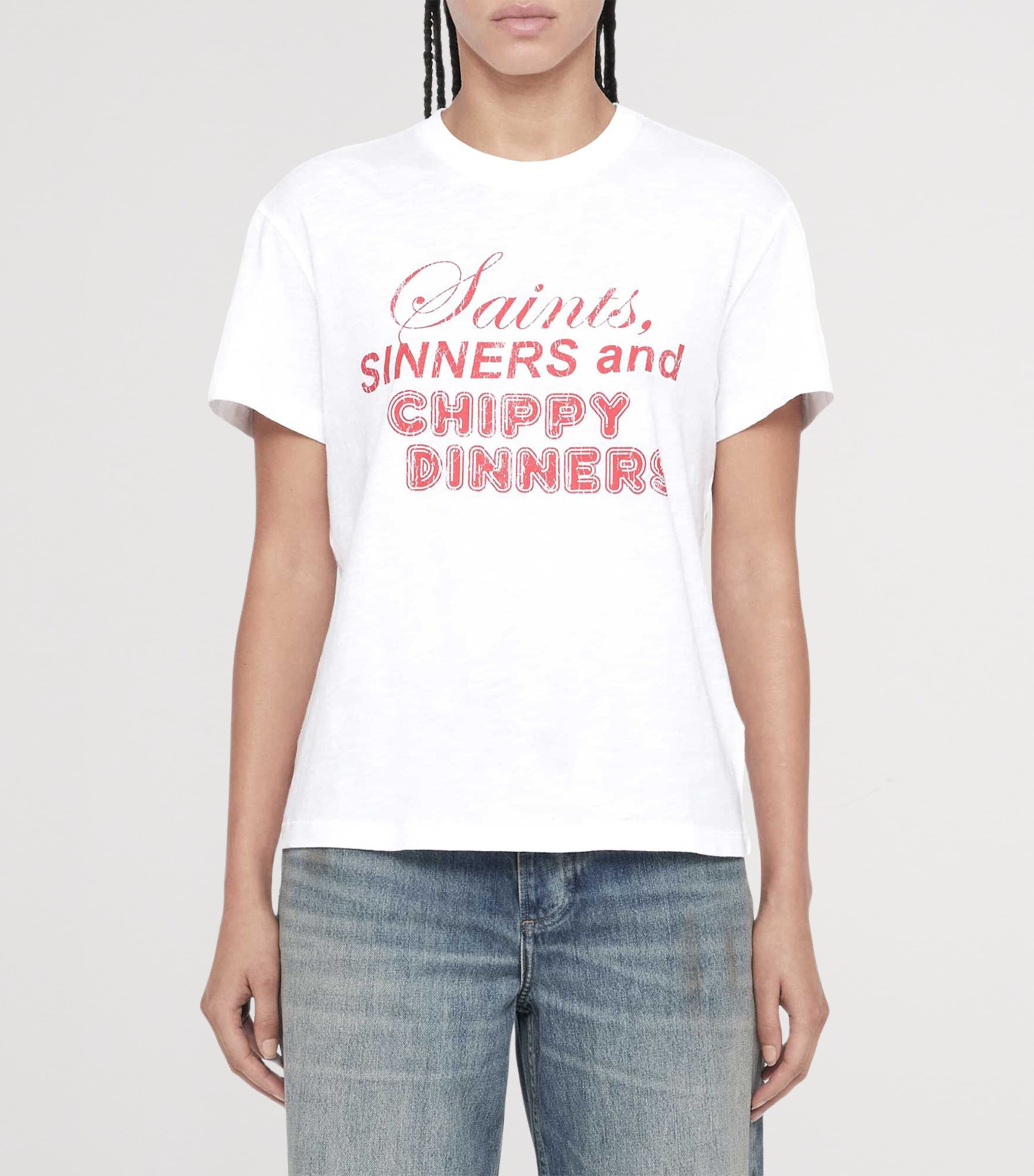 AllSaints Womens Cotton Chippy Addi T-Shirt Optic White Image 6