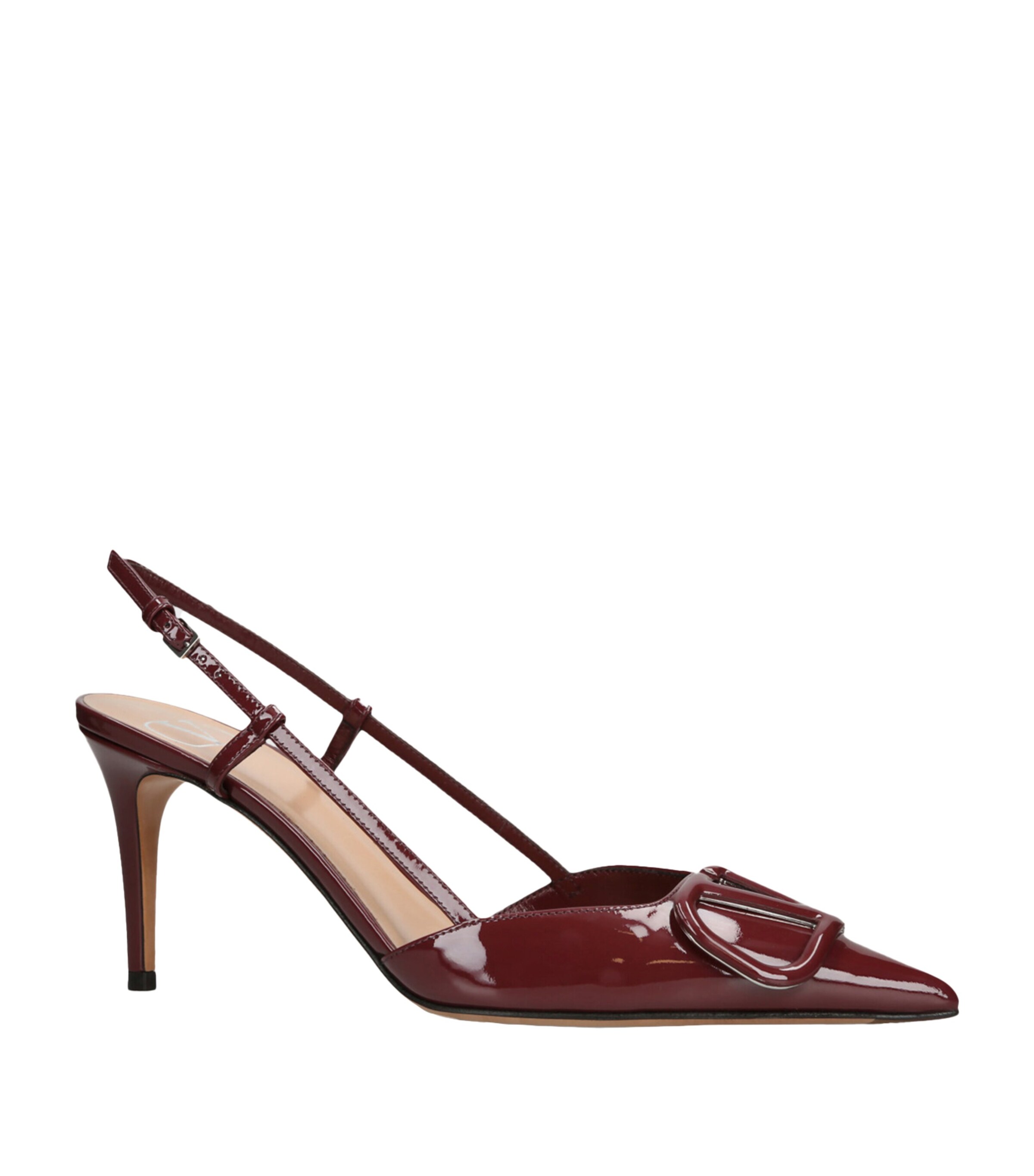 Valentino Patent Leather Slingback Pumps With Stiletto Heel In Burgundy