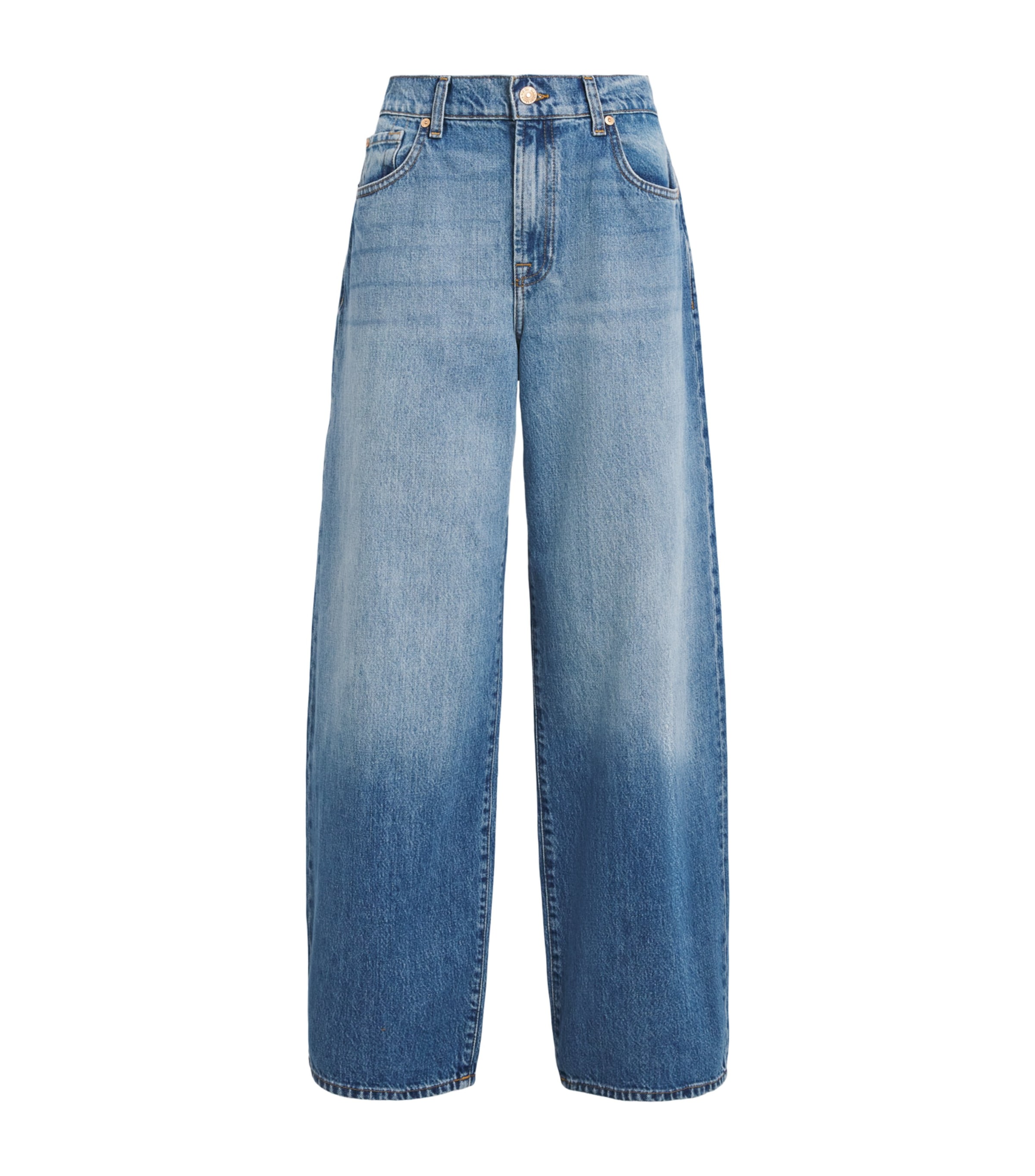 7 For All Mankind Womens Bonnie Curvilinear Barrel-Leg Jeans Skyfrost Image 1