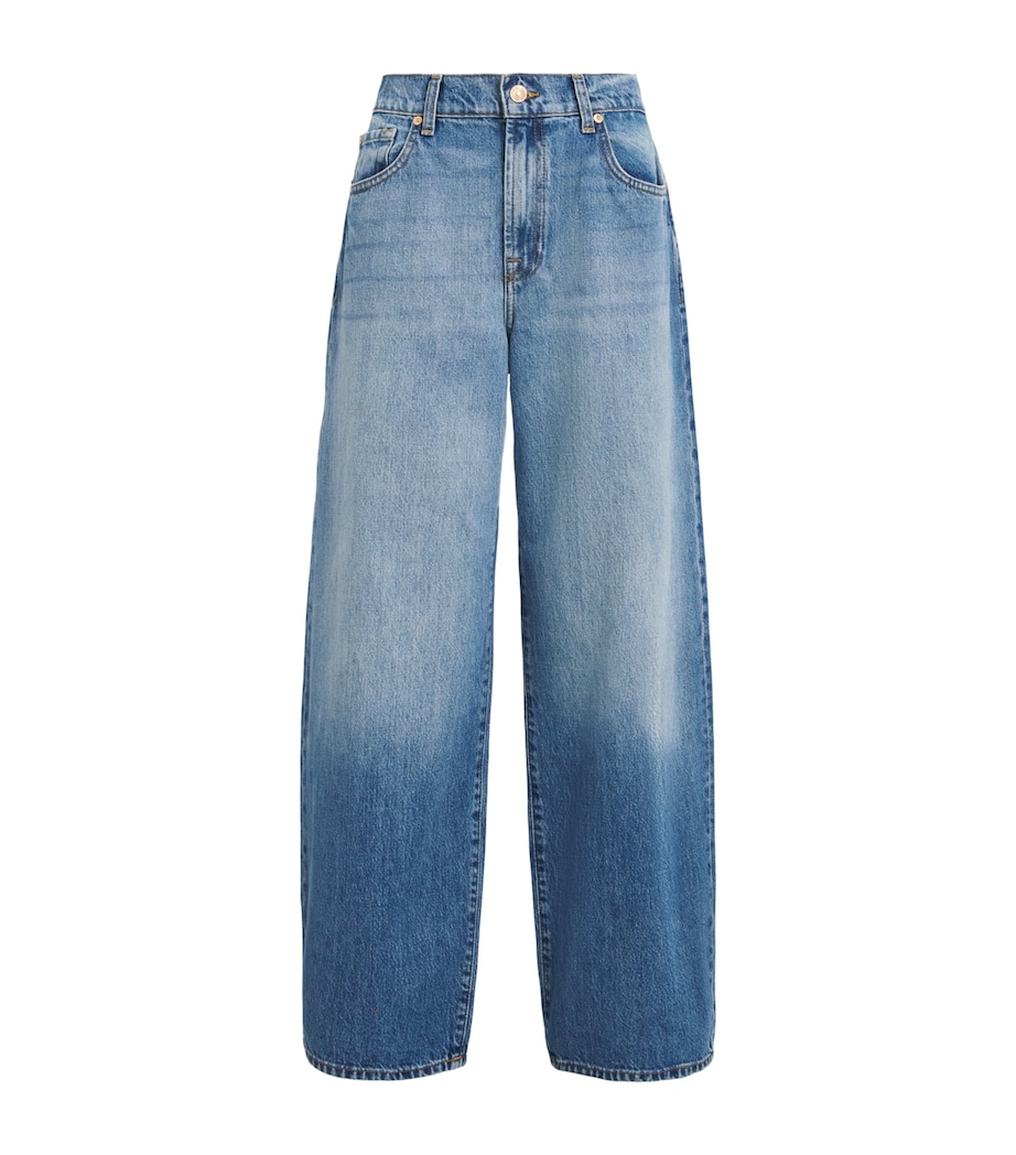 7 For All Mankind Womens Bonnie Curvilinear Barrel-Leg Jeans Skyfrost Image 1