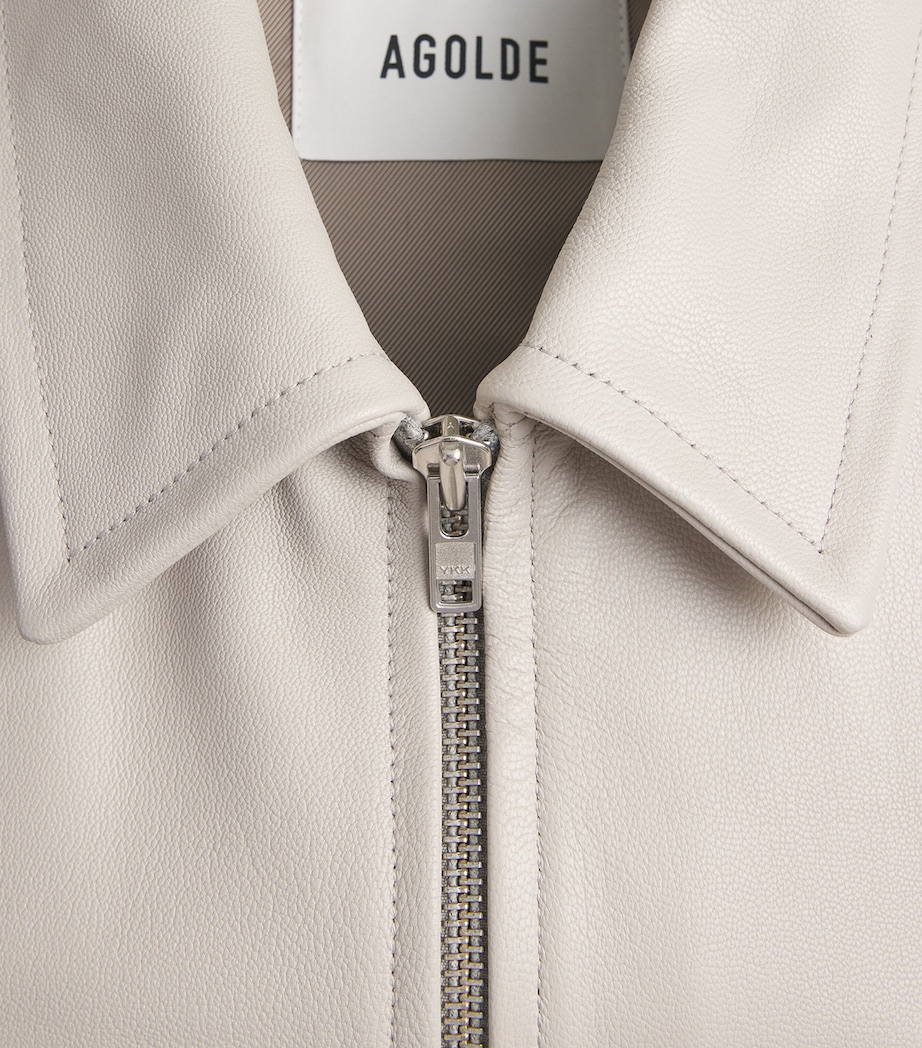 AGOLDE Mens Chadwick Leather Jacket Bone (lt Sand) Image 6