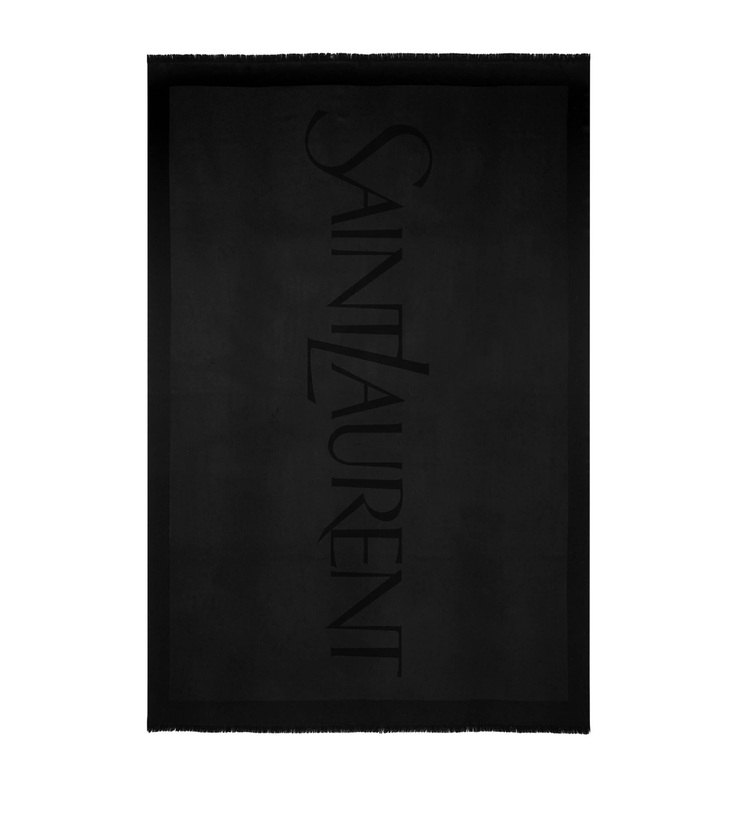 Saint Laurent Wool Logo Scarf In Black