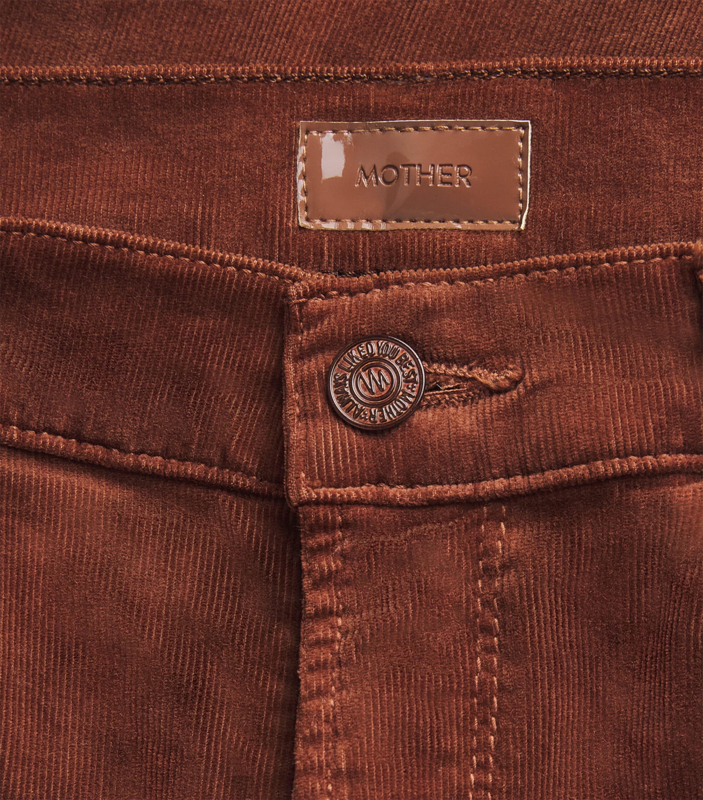 MOTHER Womens Corduroy The Doozy Flared Trousers Bison Image 6
