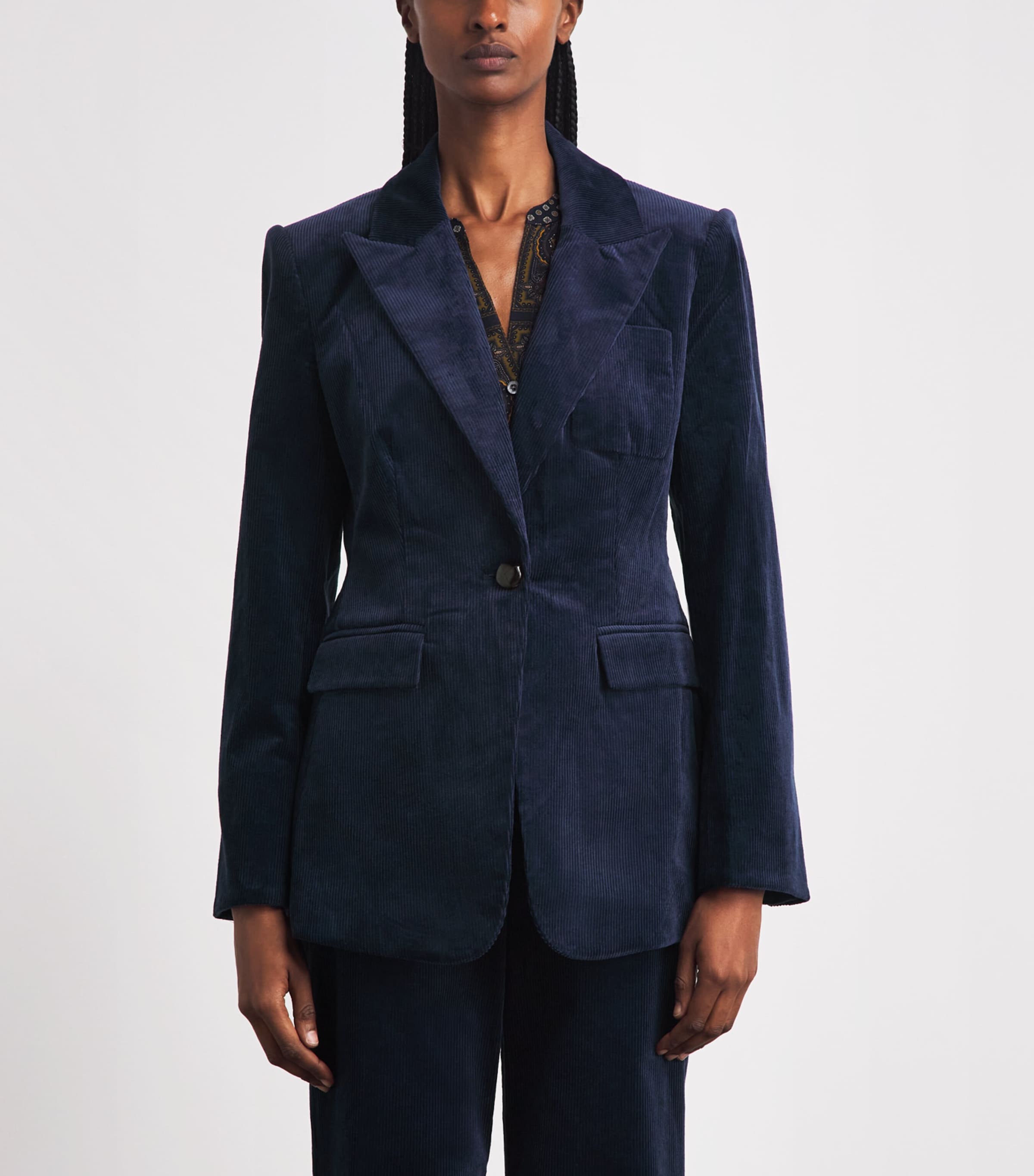 Veronica Beard Womens Corduroy Livvy Dickey Blazer Heritage Navy Image 4