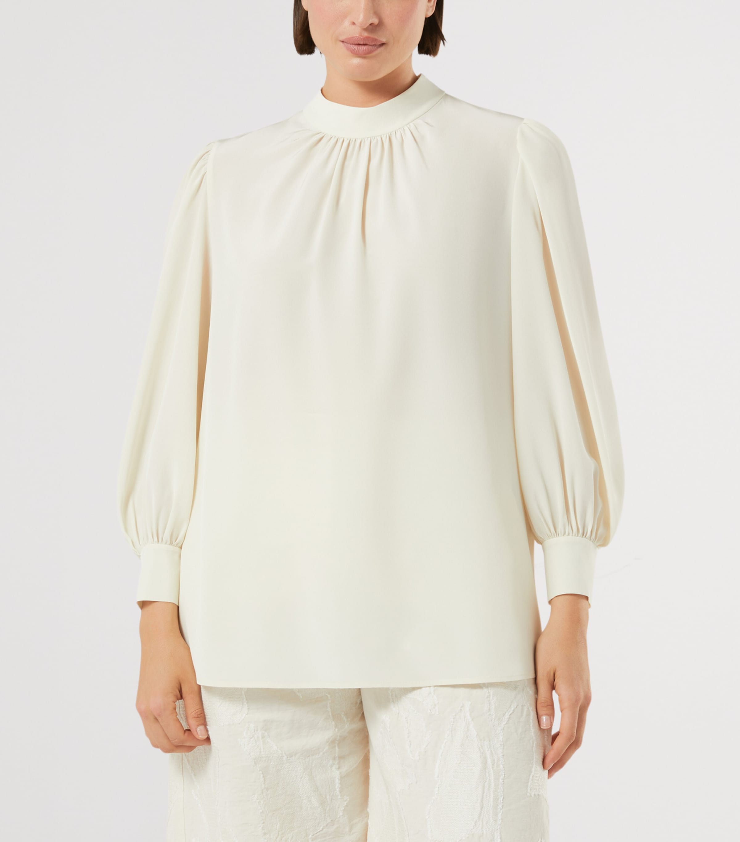 Marina Rinaldi Womens Silk Tie-Detail Blouse Ivory Image 3