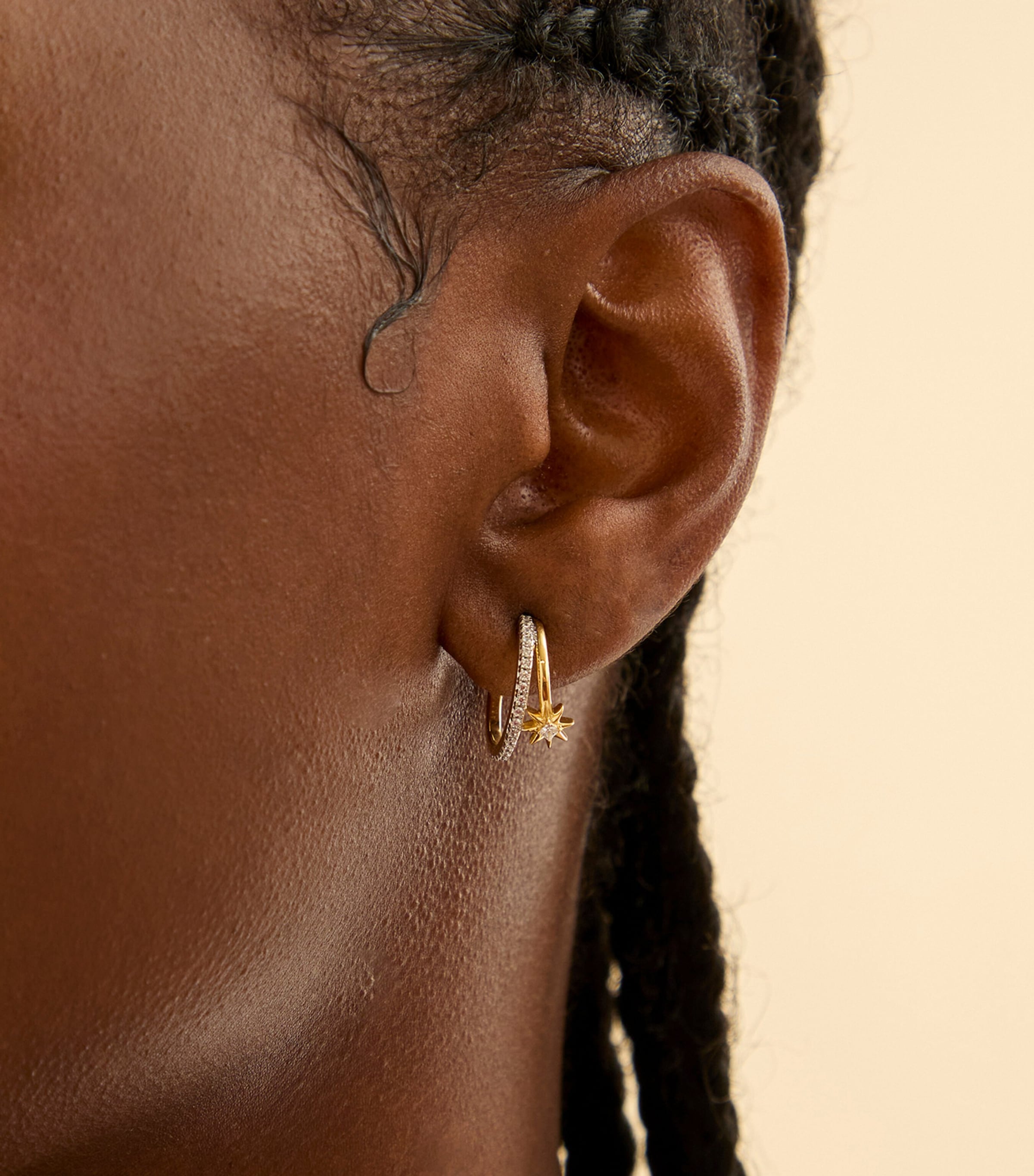 Gold-Plated Sterling Silver and Cubic Zirconia Cosmic Illusion Hoop Earrings GOLD Image 2