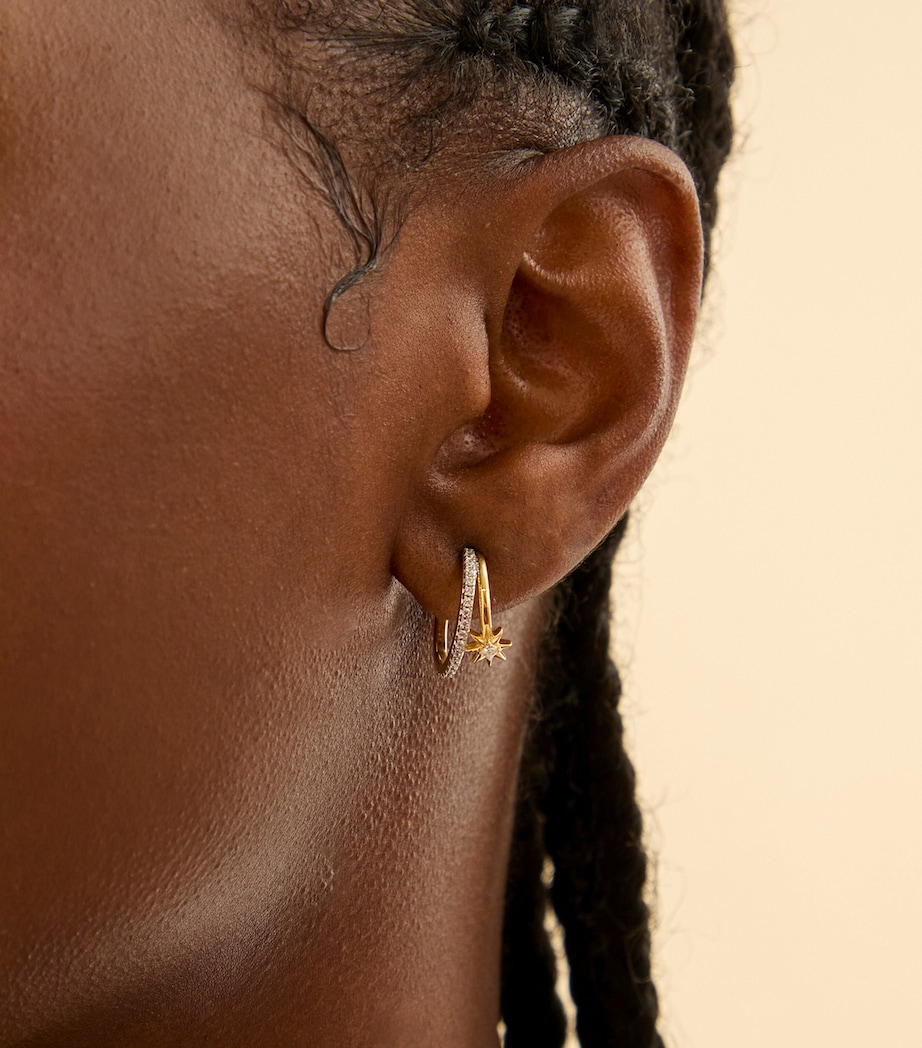 Gold-Plated Sterling Silver and Cubic Zirconia Cosmic Illusion Hoop Earrings GOLD Image 2