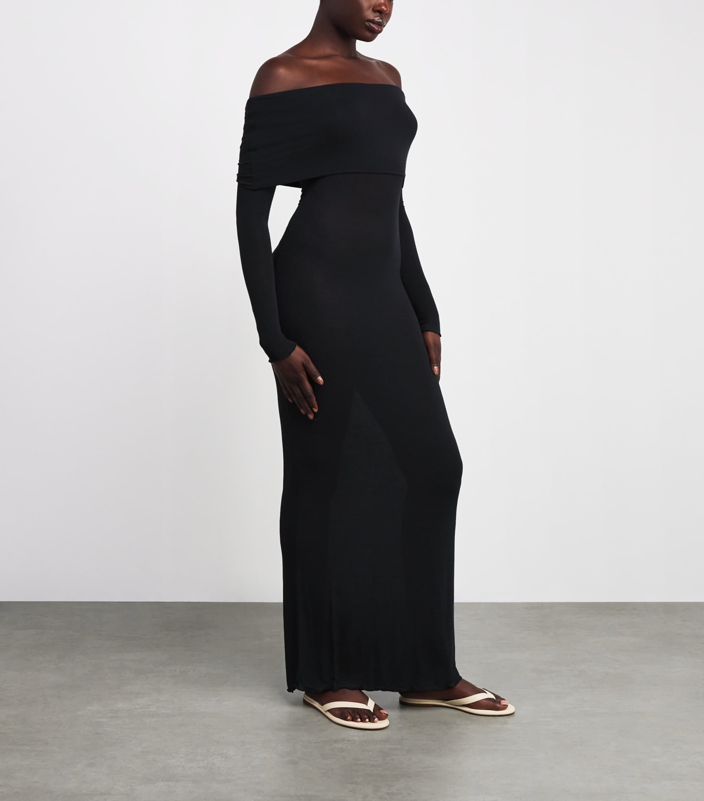 Sheer Modal Off-The-Shoulder Maxi Dress ONYX Image 2