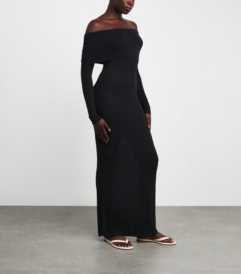 Sheer Modal Off-The-Shoulder Maxi Dress ONYX Image 2