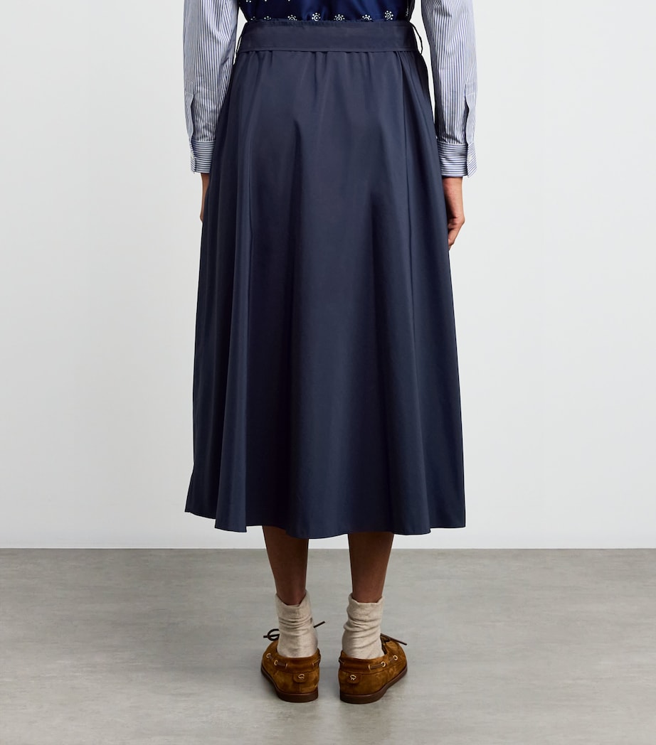 Taffeta Tie-Belt Midi Skirt NAVY Image 4