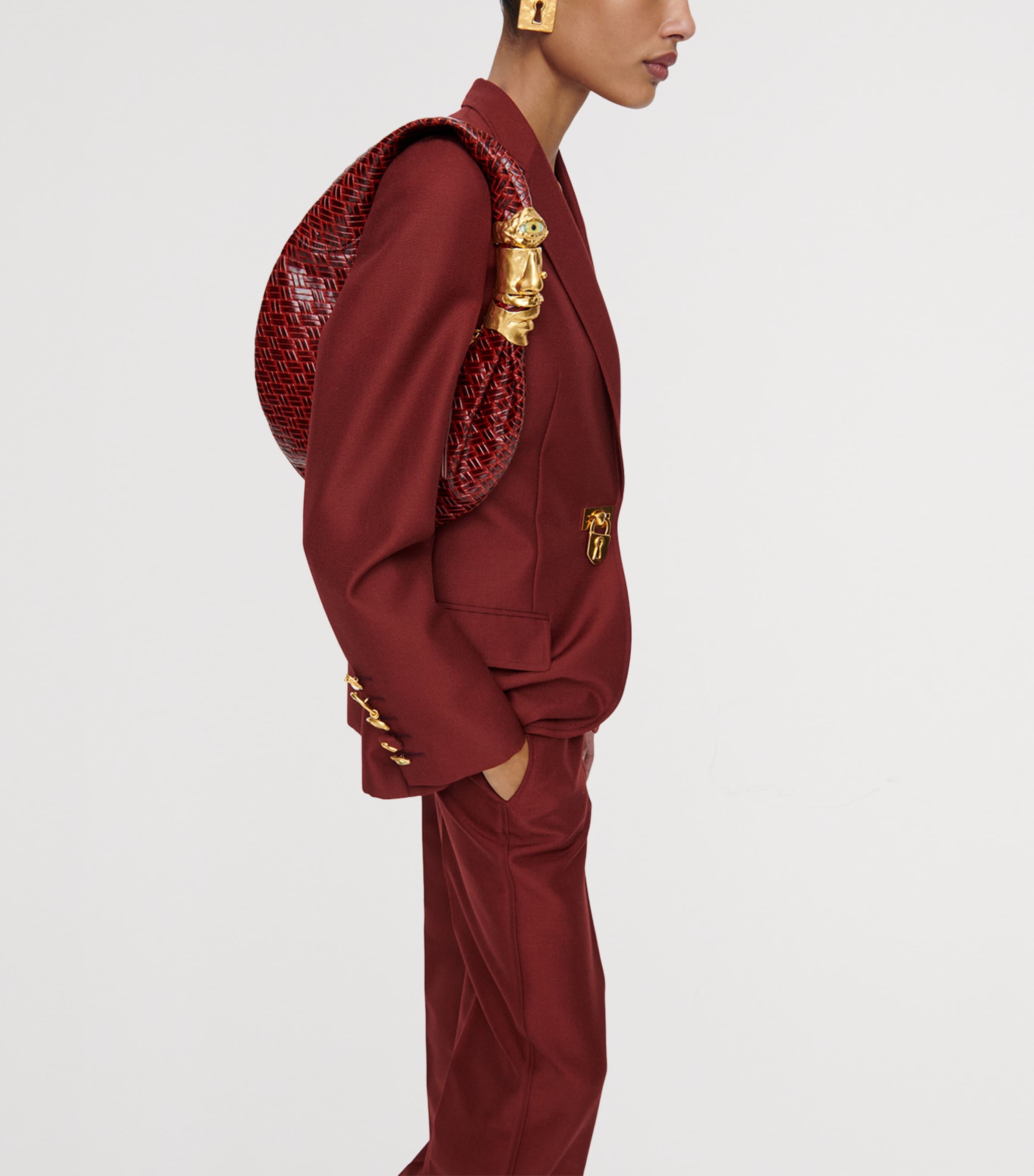 Schiaparelli Small Leather Soufflé Shoulder Bag Burgundy Image 2