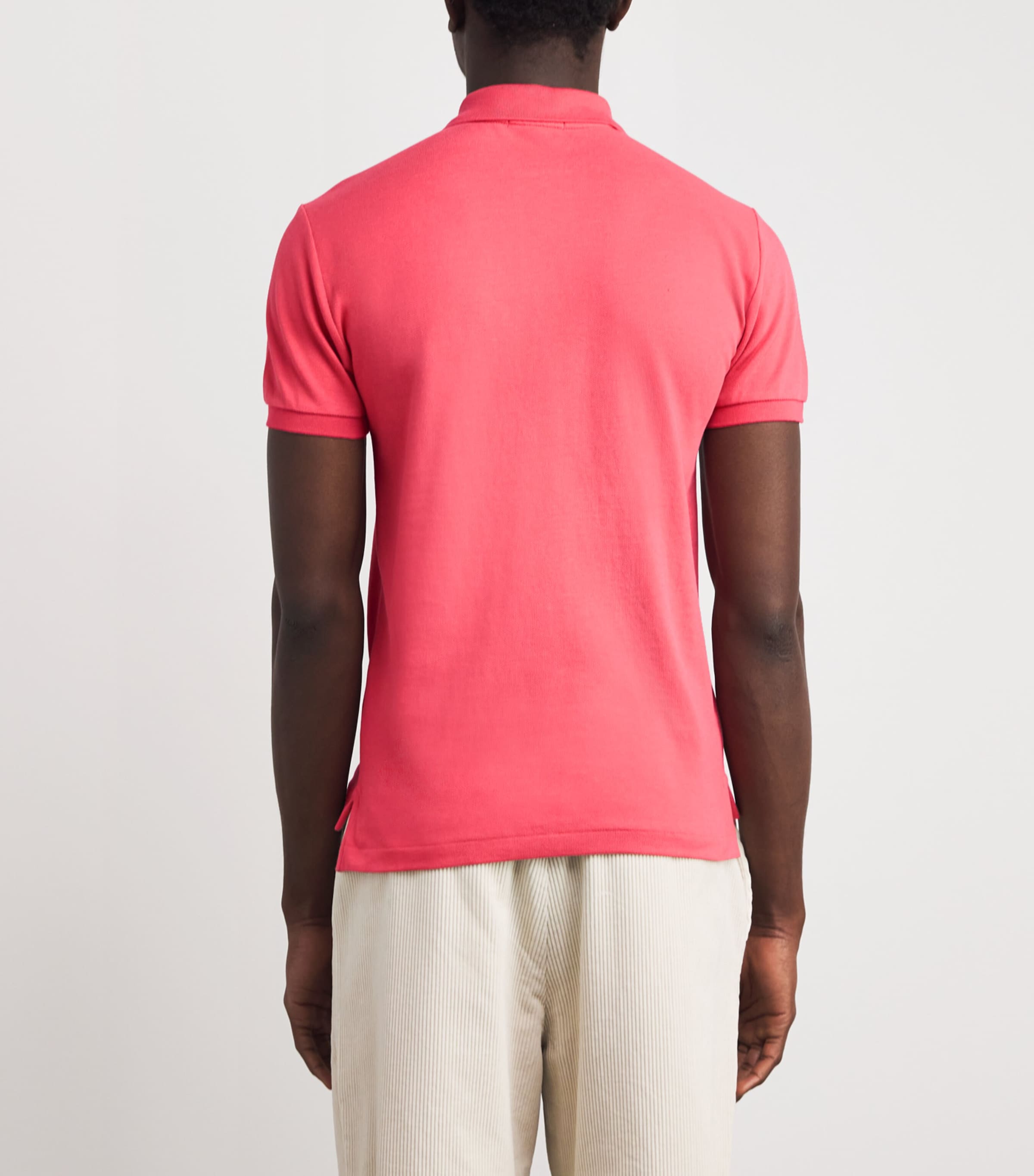 Cotton Mesh Slim-Fit Polo Shirt RED SKY Image 4