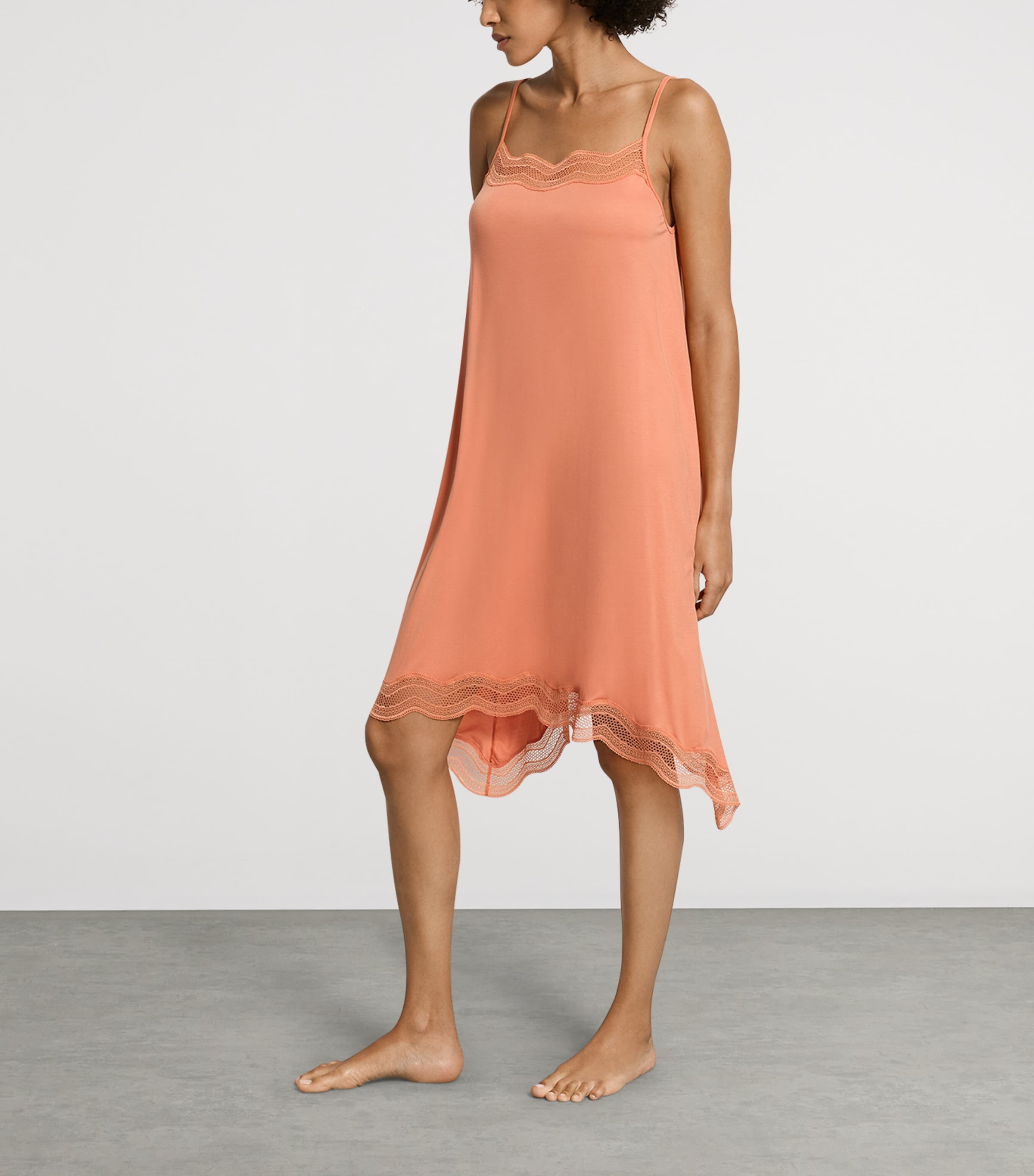 Hanro Womens Cira Sleeveless Nightdress Light Carnelian Image 2