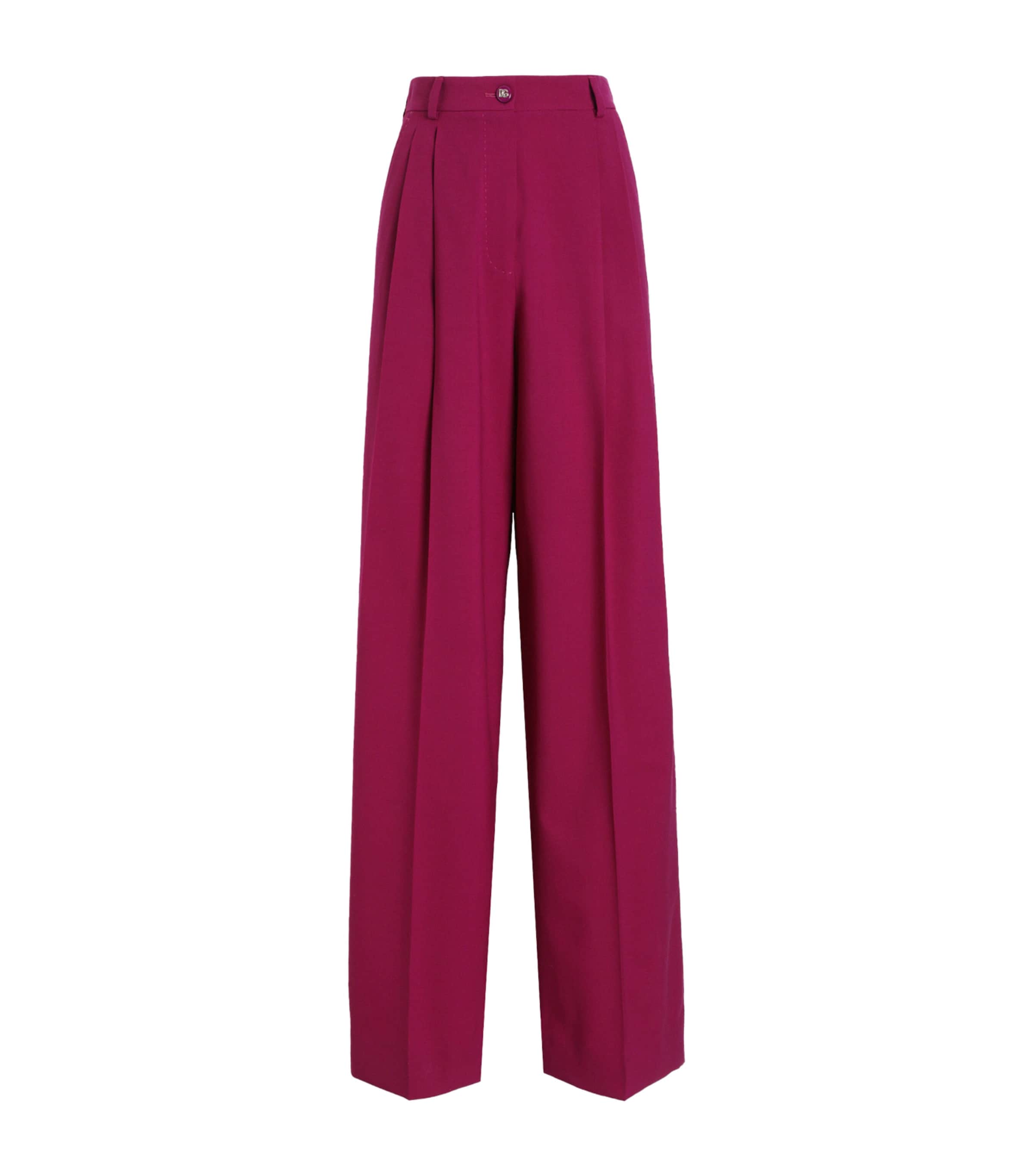 Dolce & Gabbana Wide-leg Tailored Wool Pants In Pink