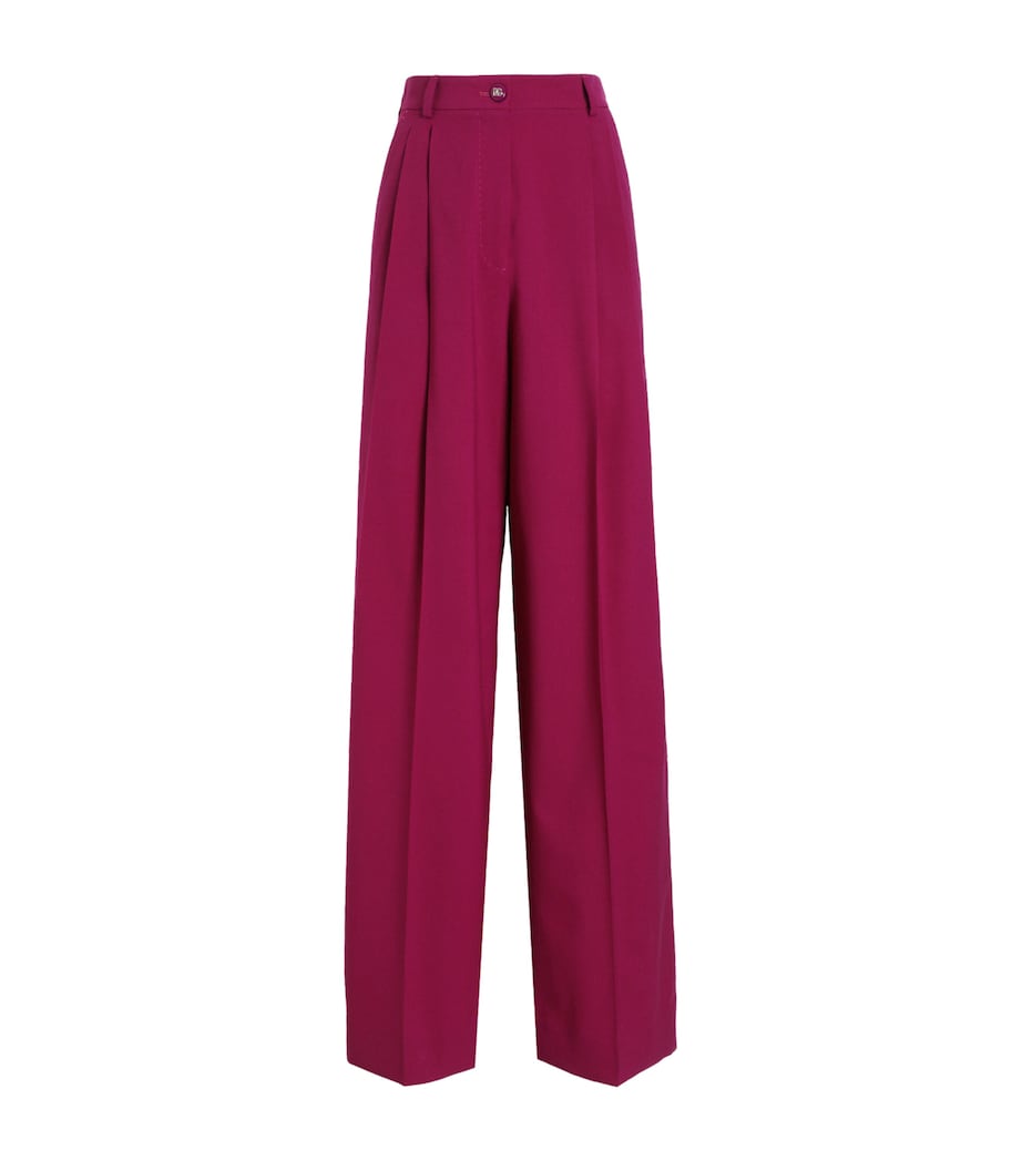 Stretch-Wool Wide-Leg Trousers F0321-FUXIA Image 1