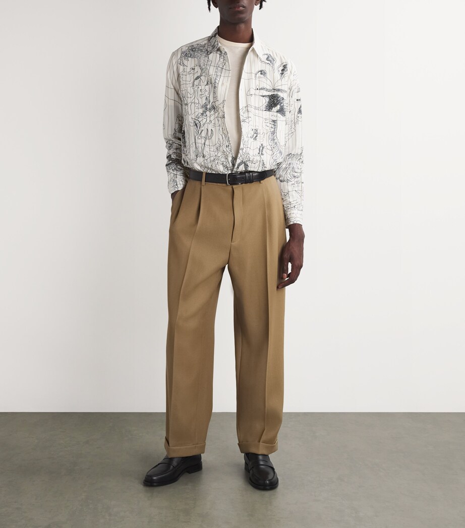 DOMREBEL Mens Cotton Printed Utopia Shirt Beige Image 2