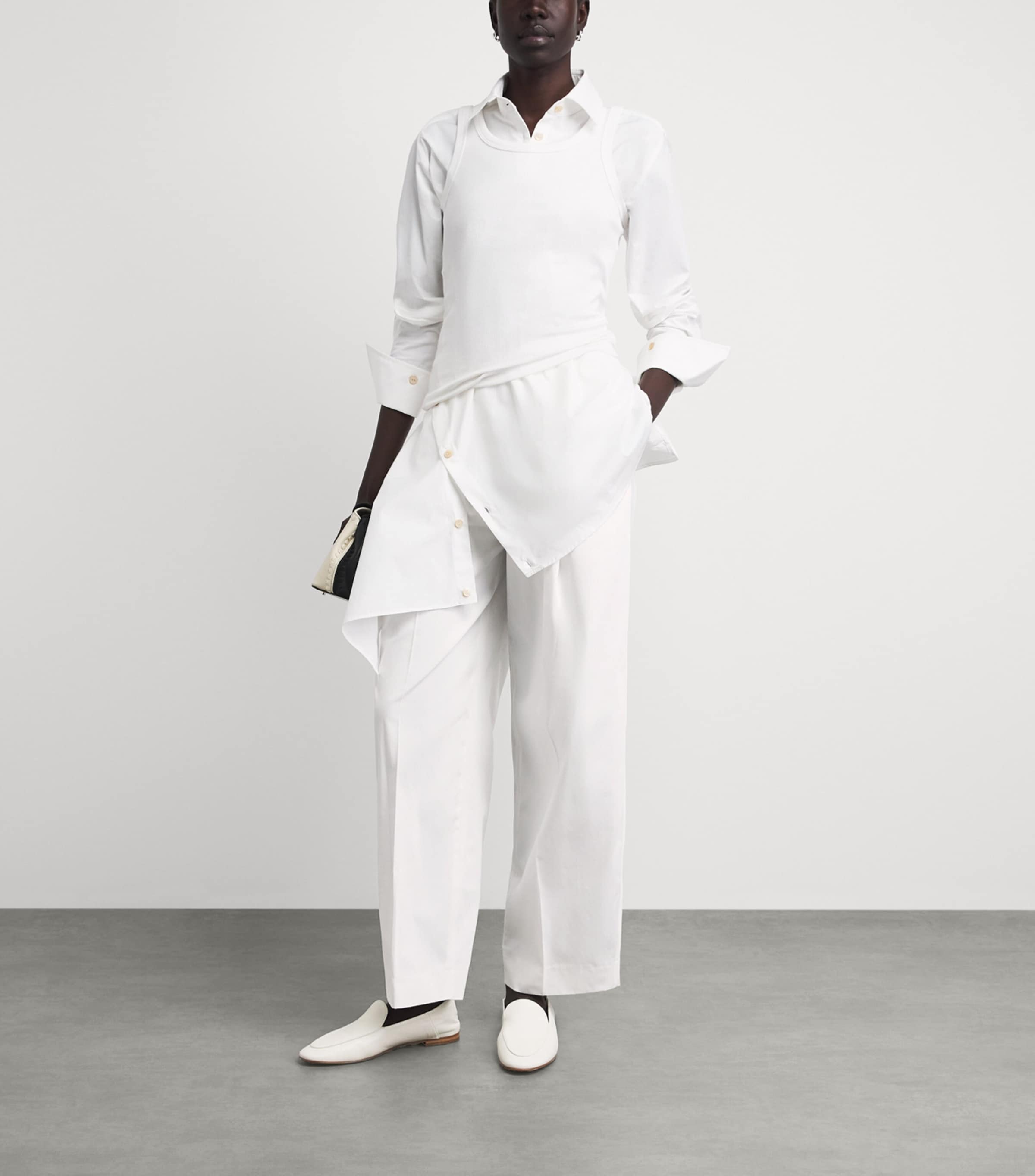 Toteme Womens Cotton Pleated Trousers White Image 2