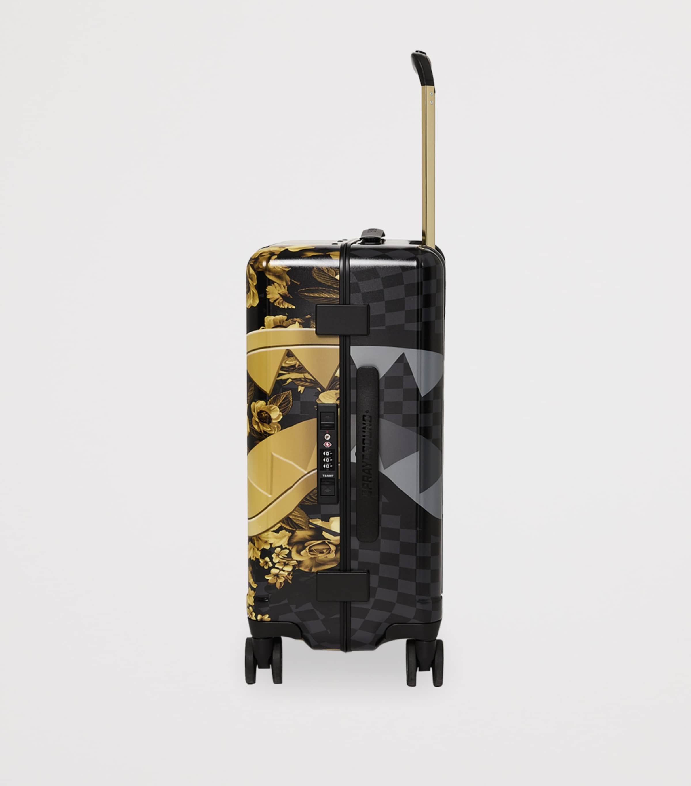 Sprayground Printed Check Cabin Suitcase (50cm) Gold Floral Remix Image 3