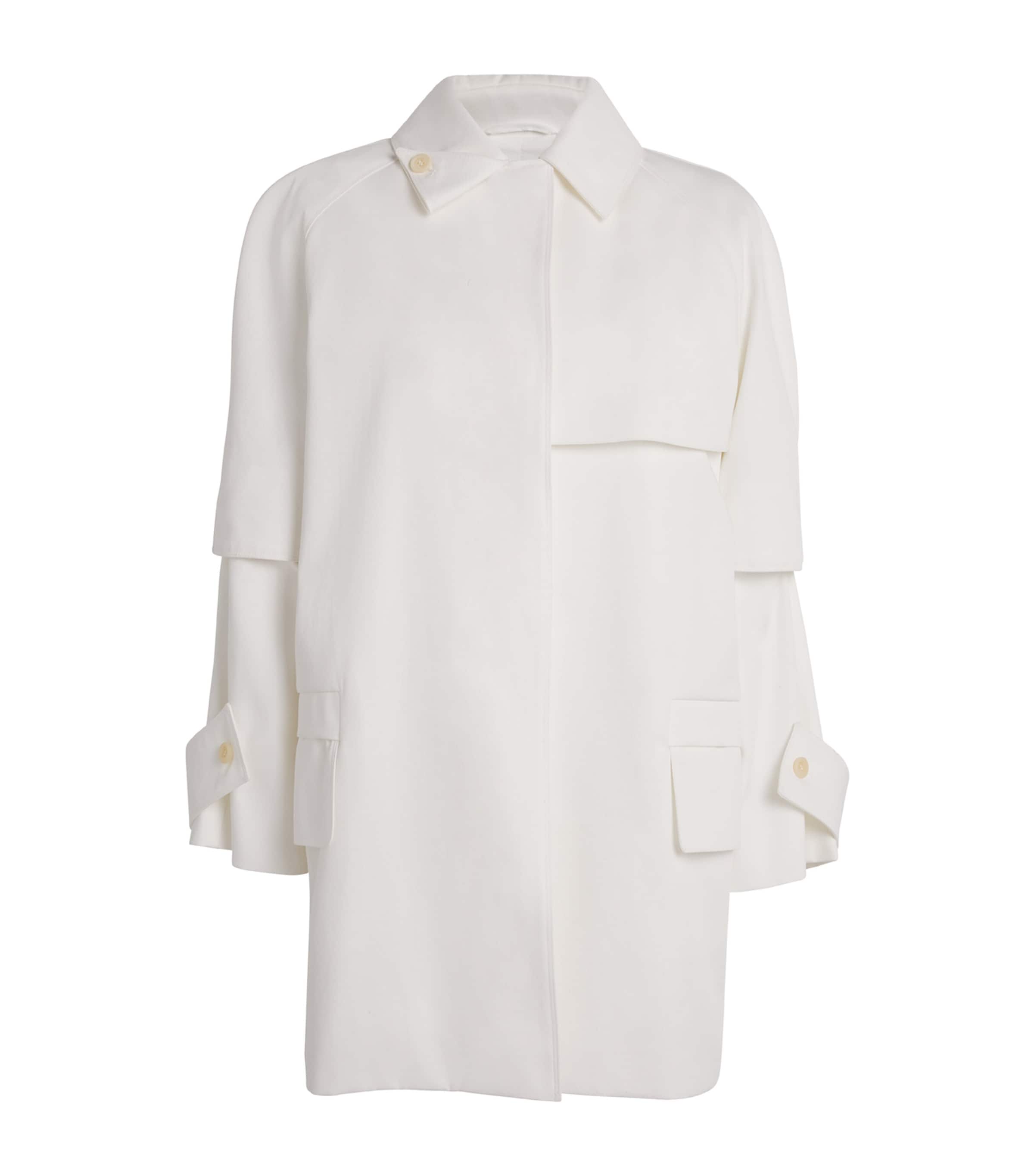 Max Mara Cotton Gabardine Trench Coat In White