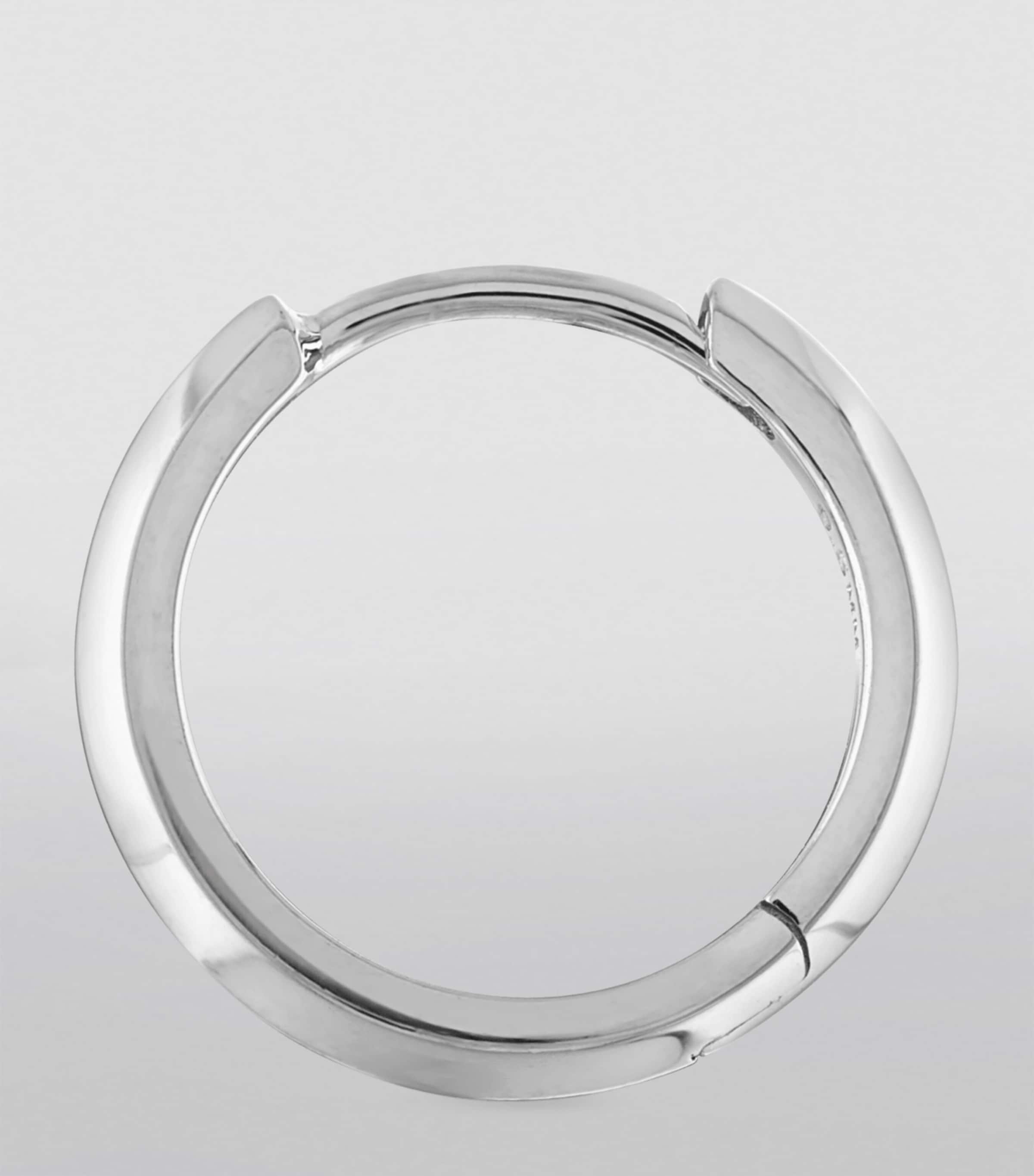 Faceted Metal Vertex Single Hoop Earring (9.5mm) WHITE GOLD Image 3
